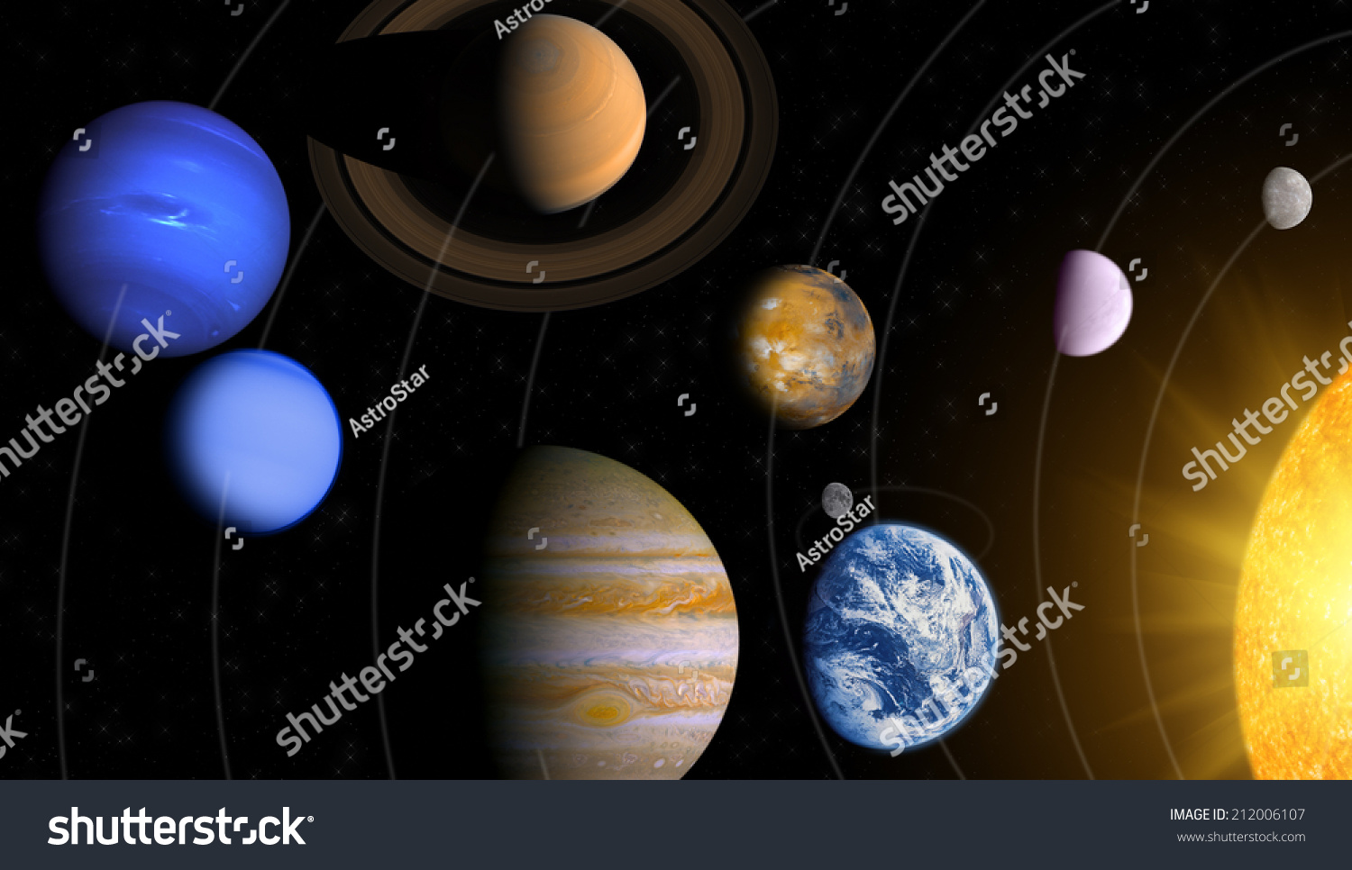 Solar System Mosaic Planets Sun Path Stock Illustration 212006107 ...