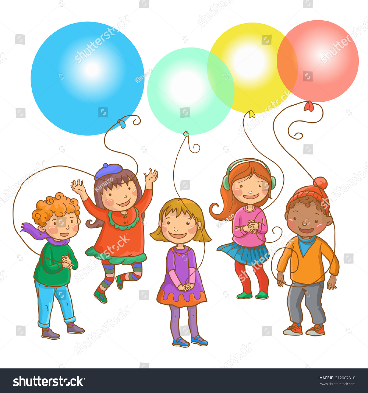 Дети с шариками без фона