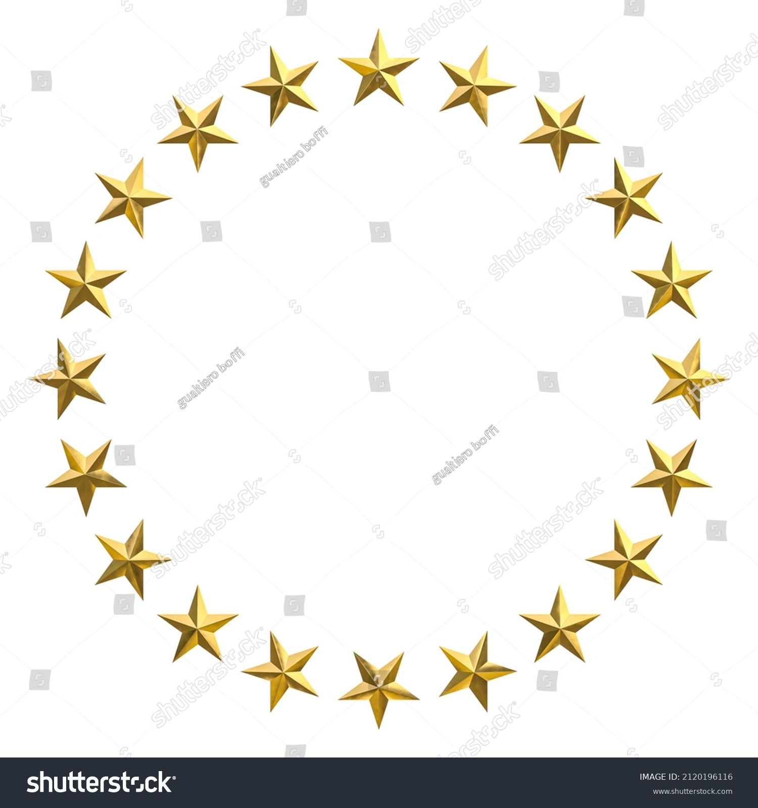 Circle Gold Stars On White Background Stock Illustration 2120196116 ...