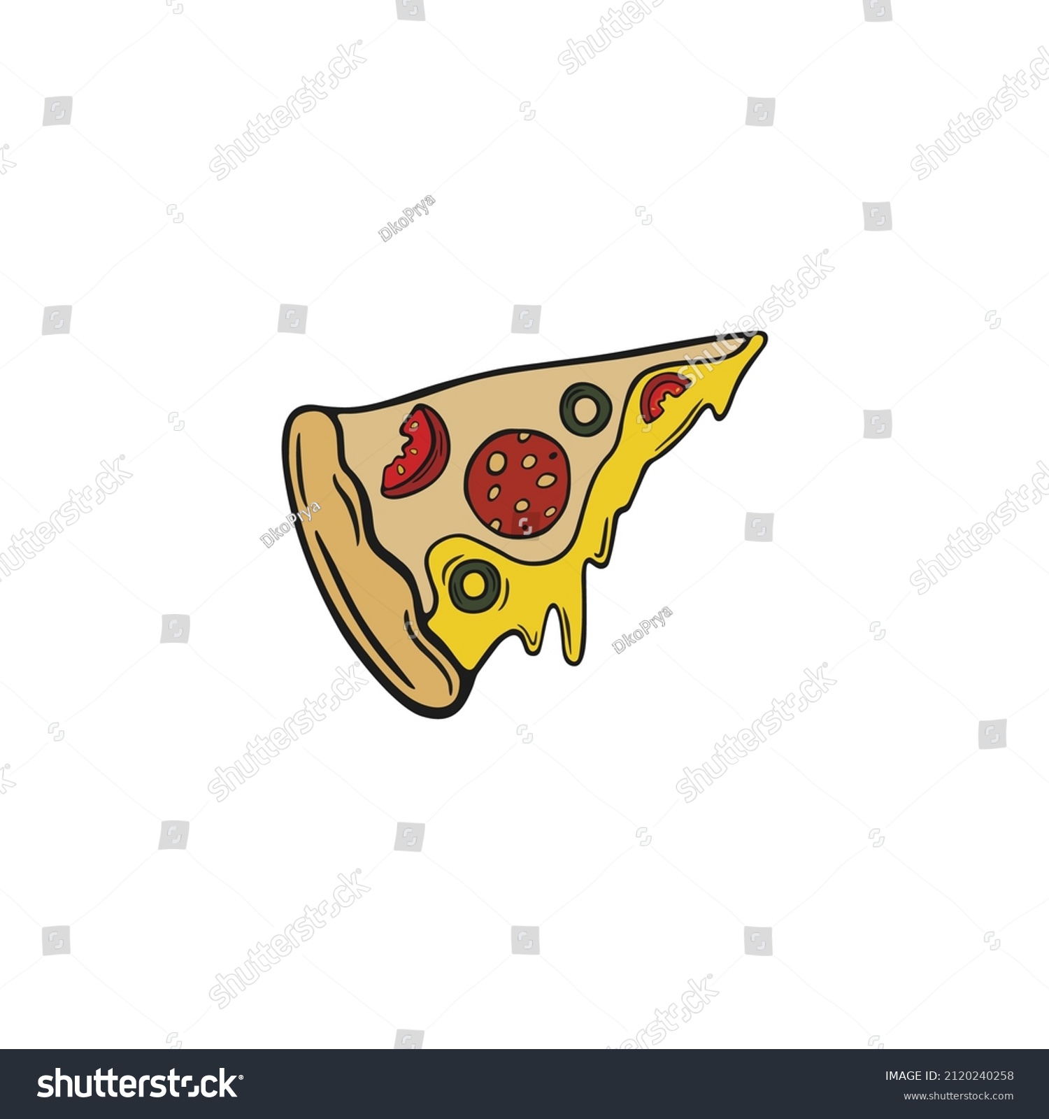 Pizza Slice Doodle Illustration Pizza Freehand Stock Vector (Royalty ...