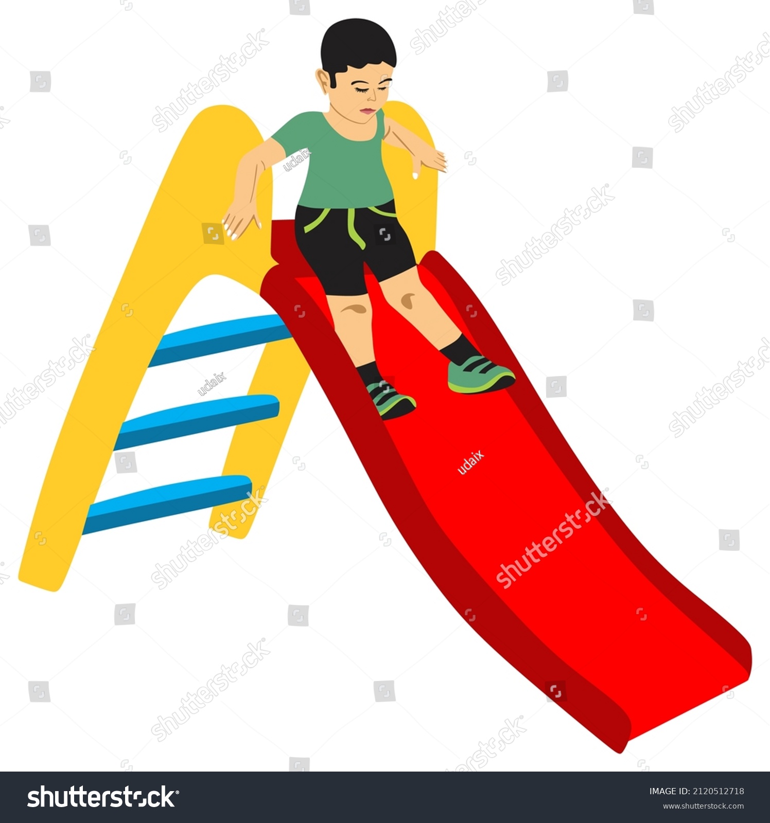 Little Cute Boy Kid Having Fun Stock Vector (Royalty Free) 2120512718 ...