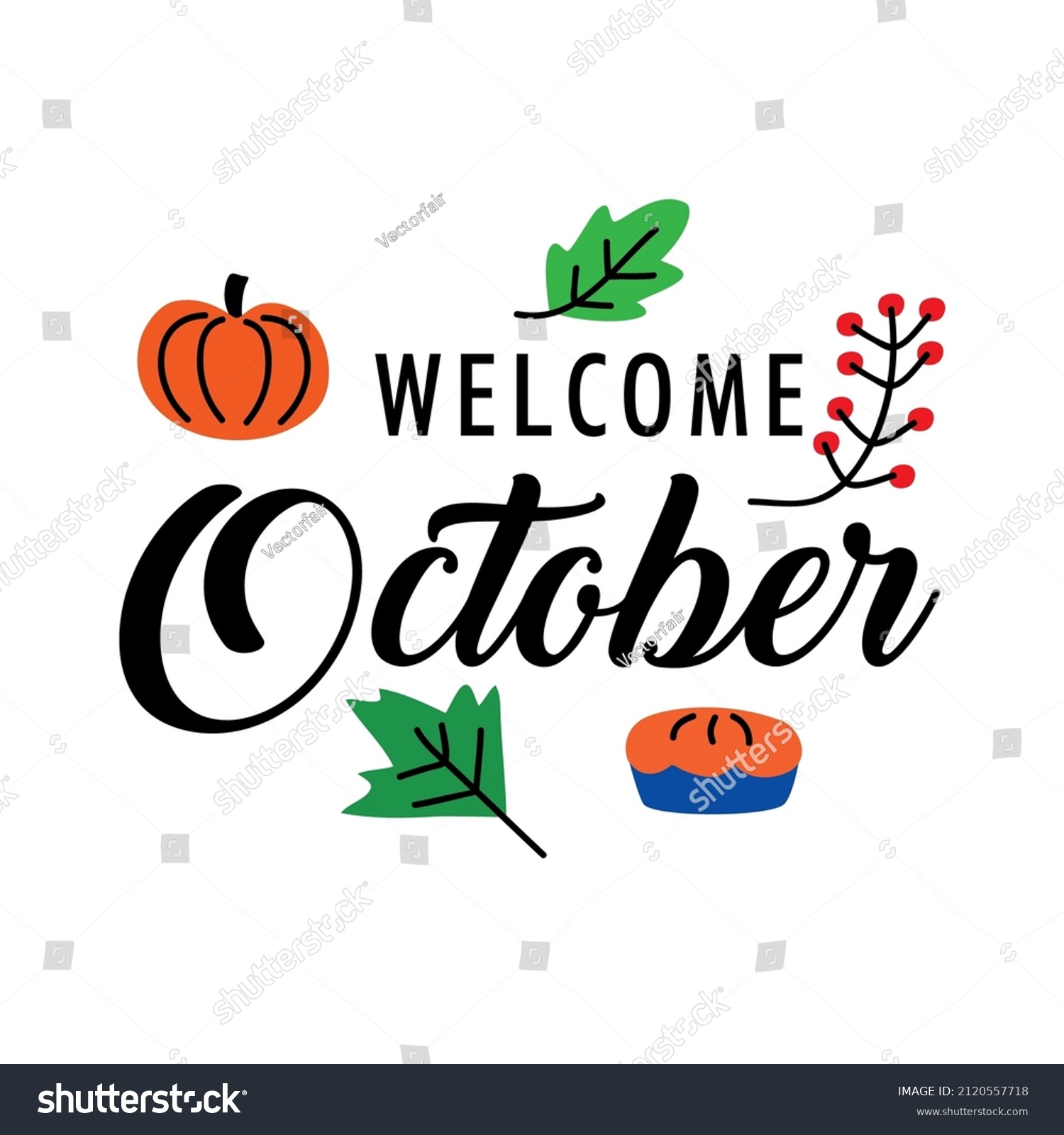 October Month Greeting Card Stock Vector (Royalty Free