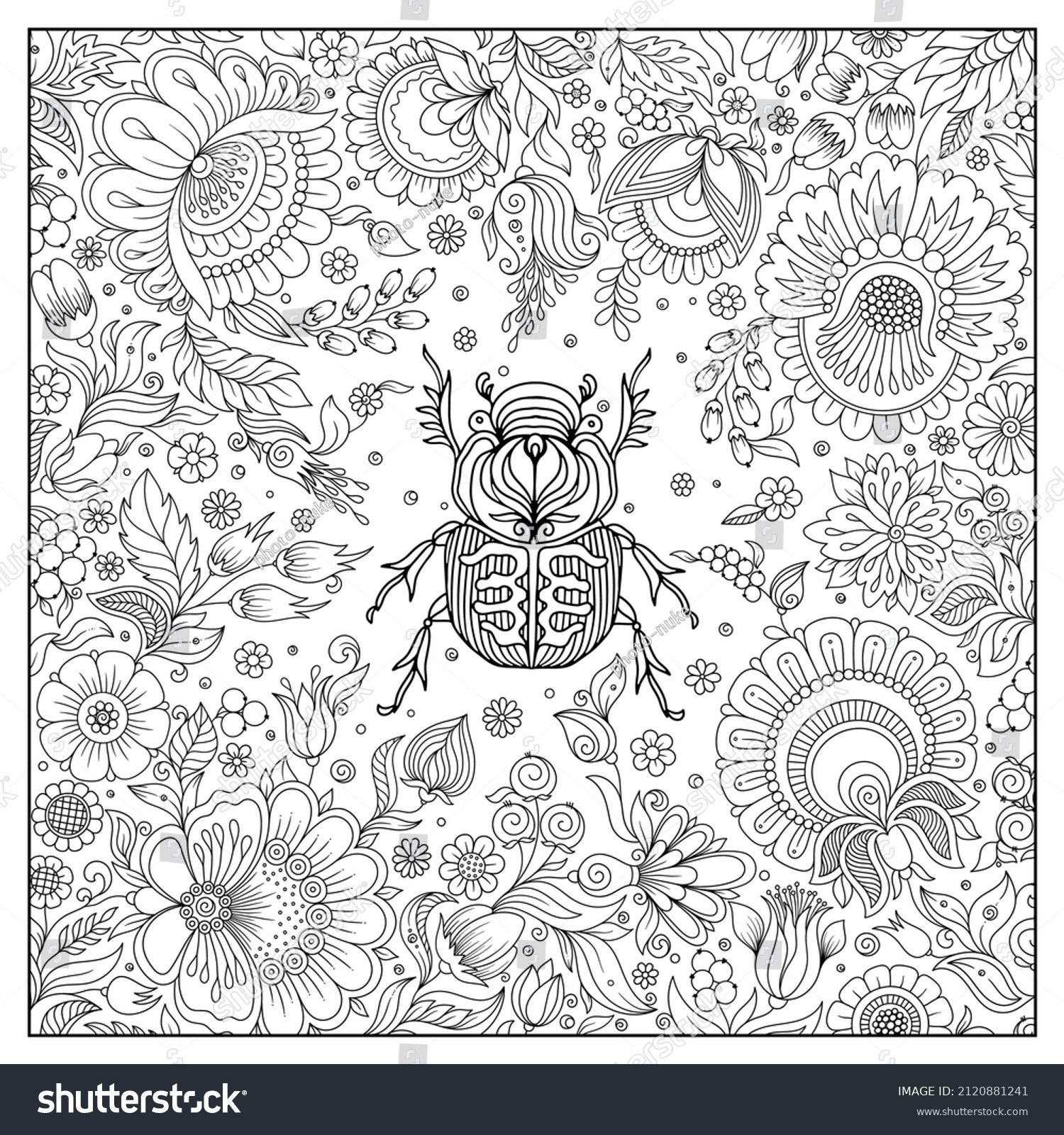 Zentangle Stylized Cartoon Beetle Hand Drawn Stock Vector (Royalty Free ...