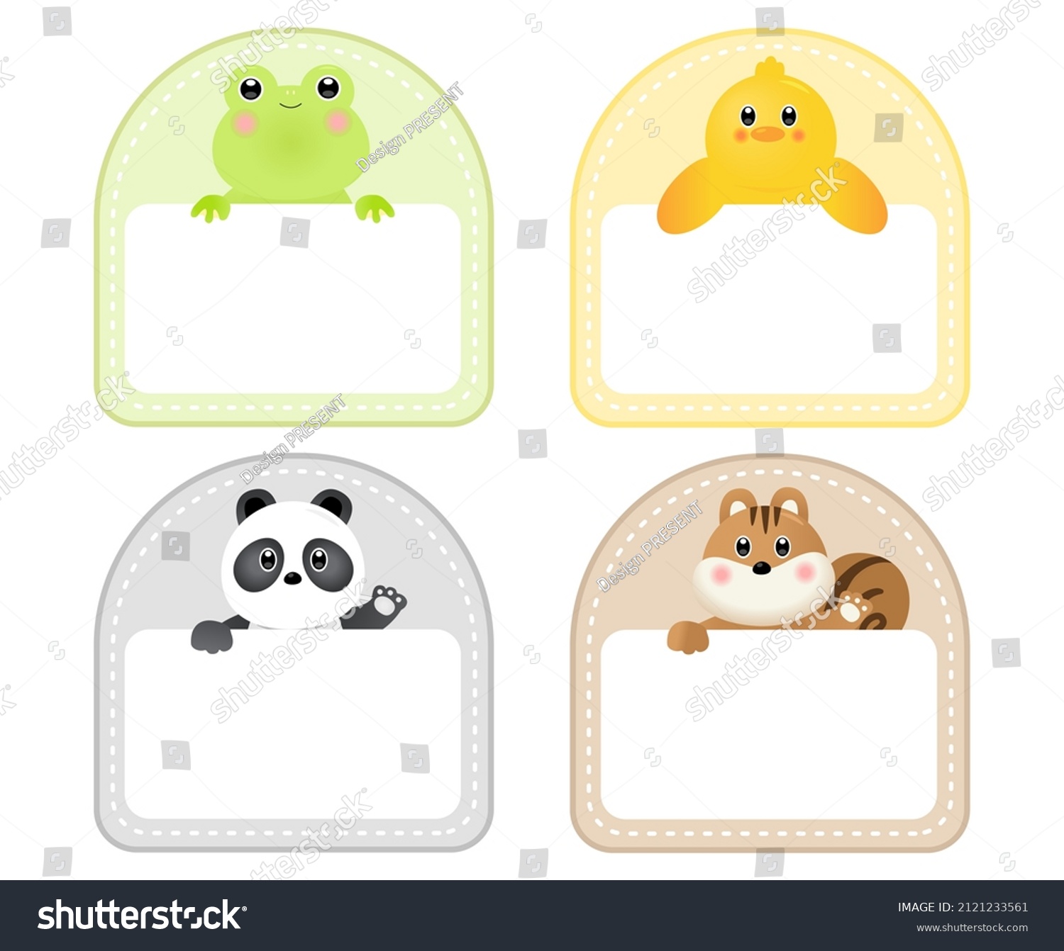 Colorful Kindergarten Animal Character Name Tag Stock Vector (Royalty ...