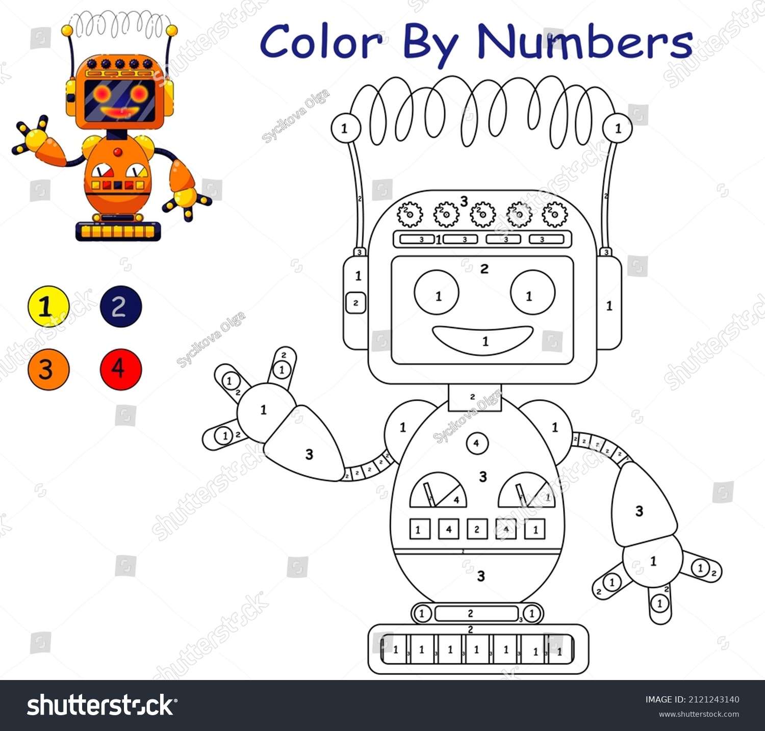 Childrens Educational Game Coloring By Numbers Stock Vector (Royalty ...