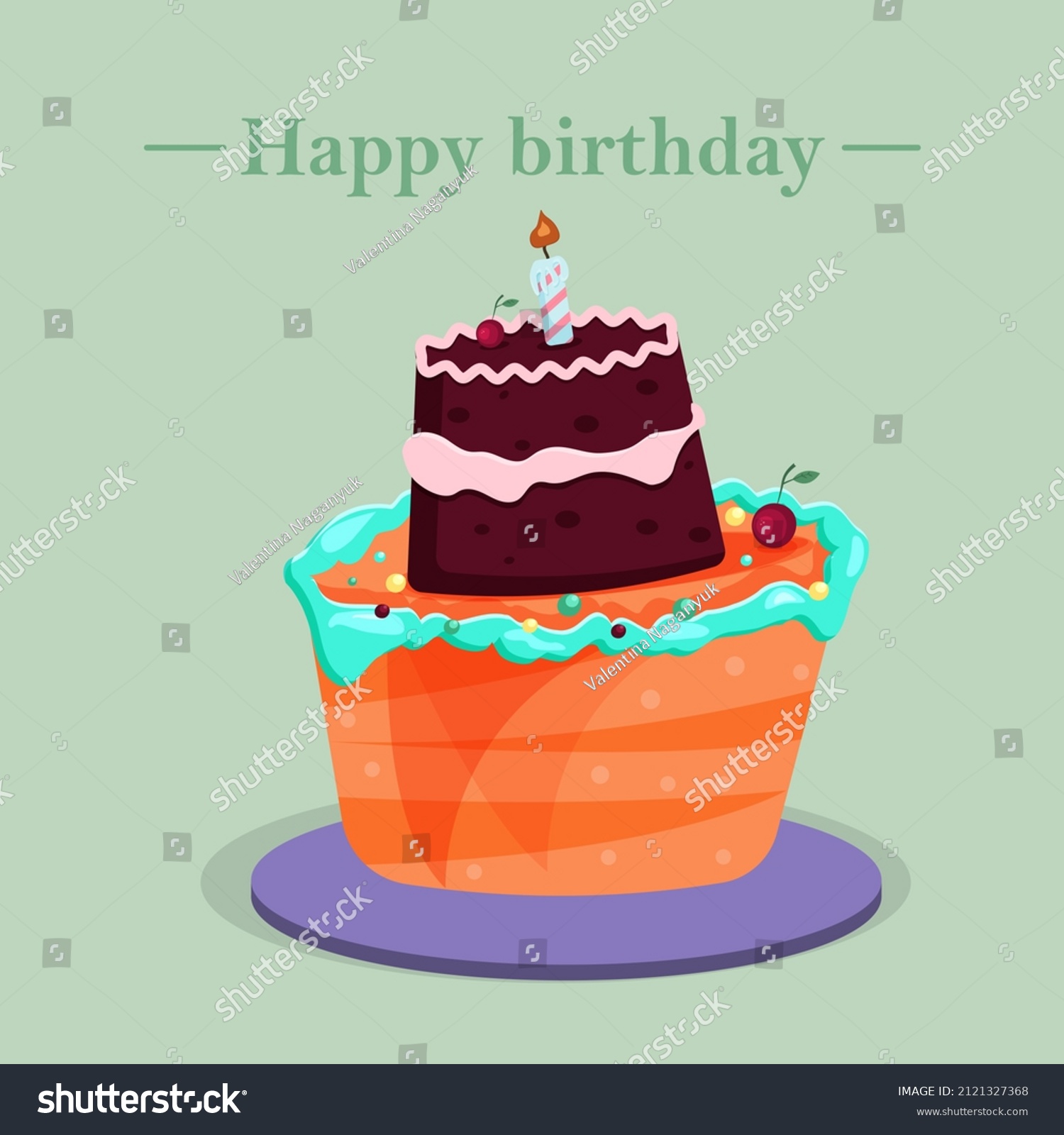 Happy Birthdaycartoon Birthday Cake Funny Flat Stock Illustration ...