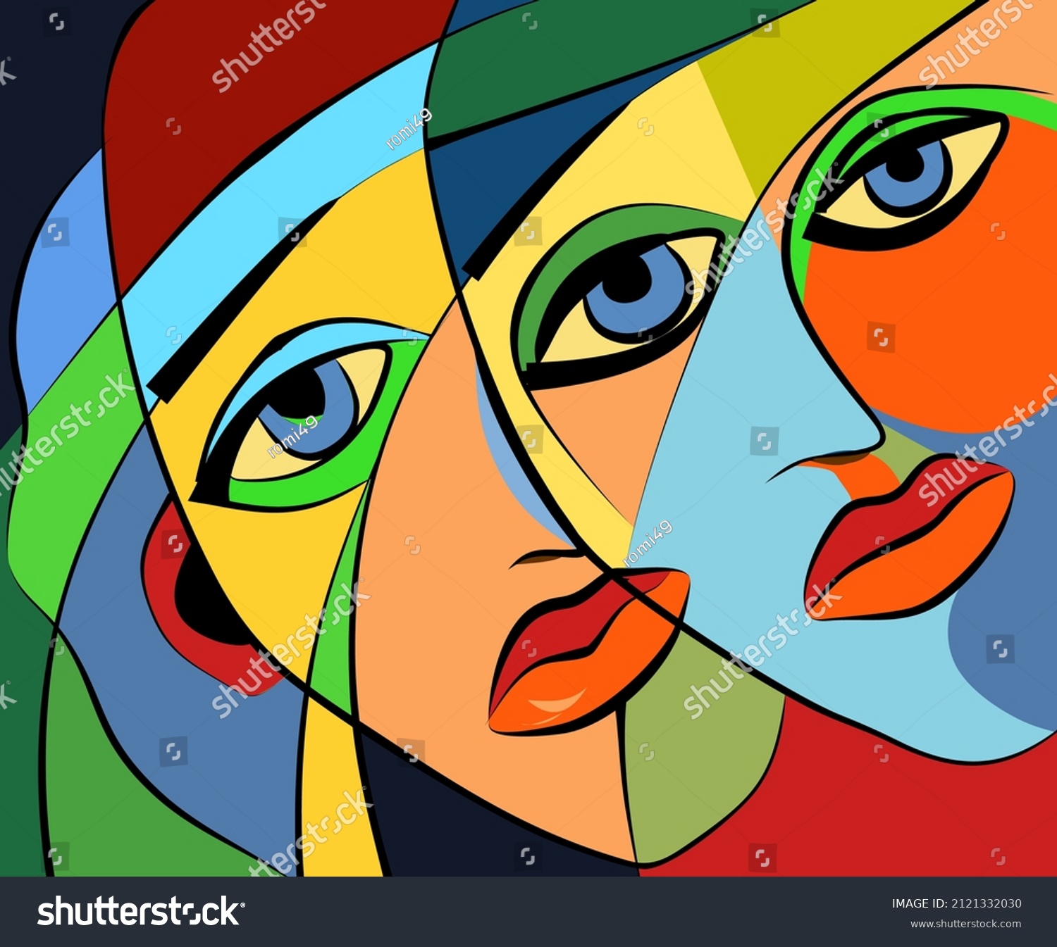 Colorful Background Cubism Art Styleabstracts Portraits Stock Vector ...