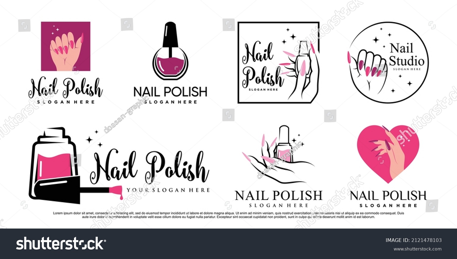 Set Nail Polish Nail Studio Logo Stock Vector (Royalty Free) 2121478103 ...