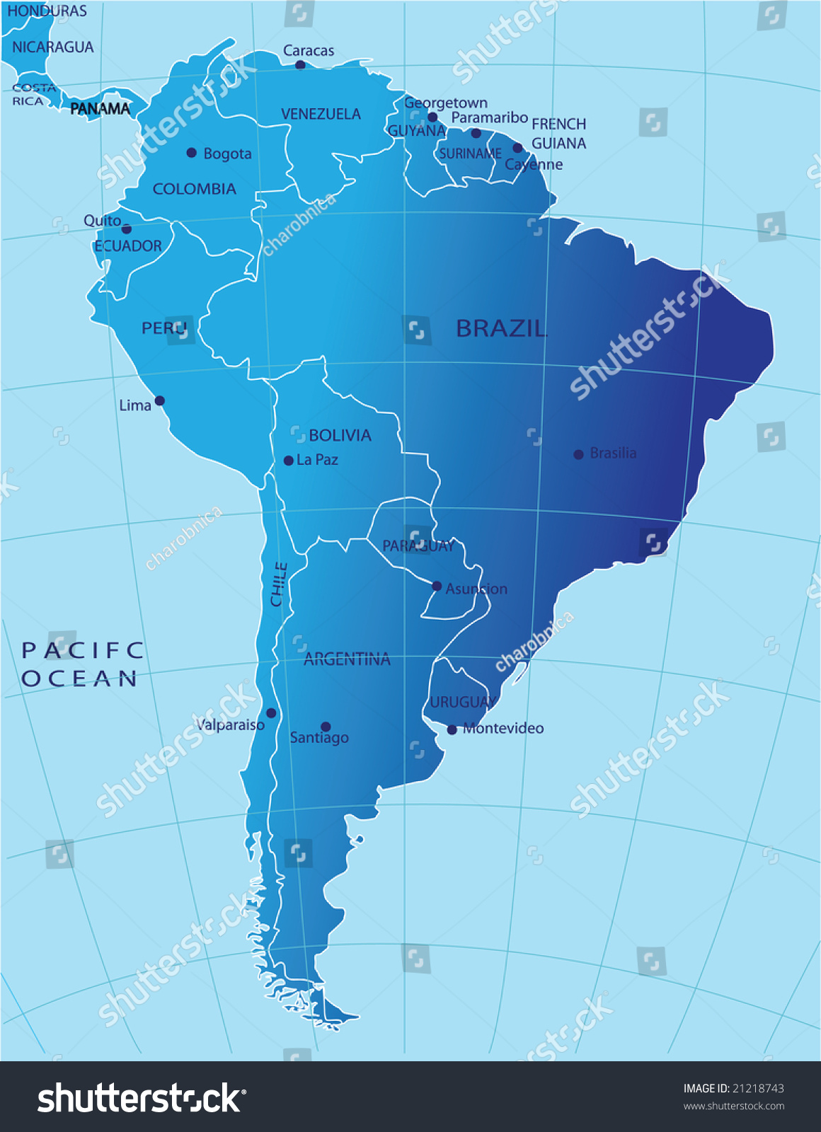 Political Map South America Stock Vector Royalty Free 21218743 Shutterstock 9610