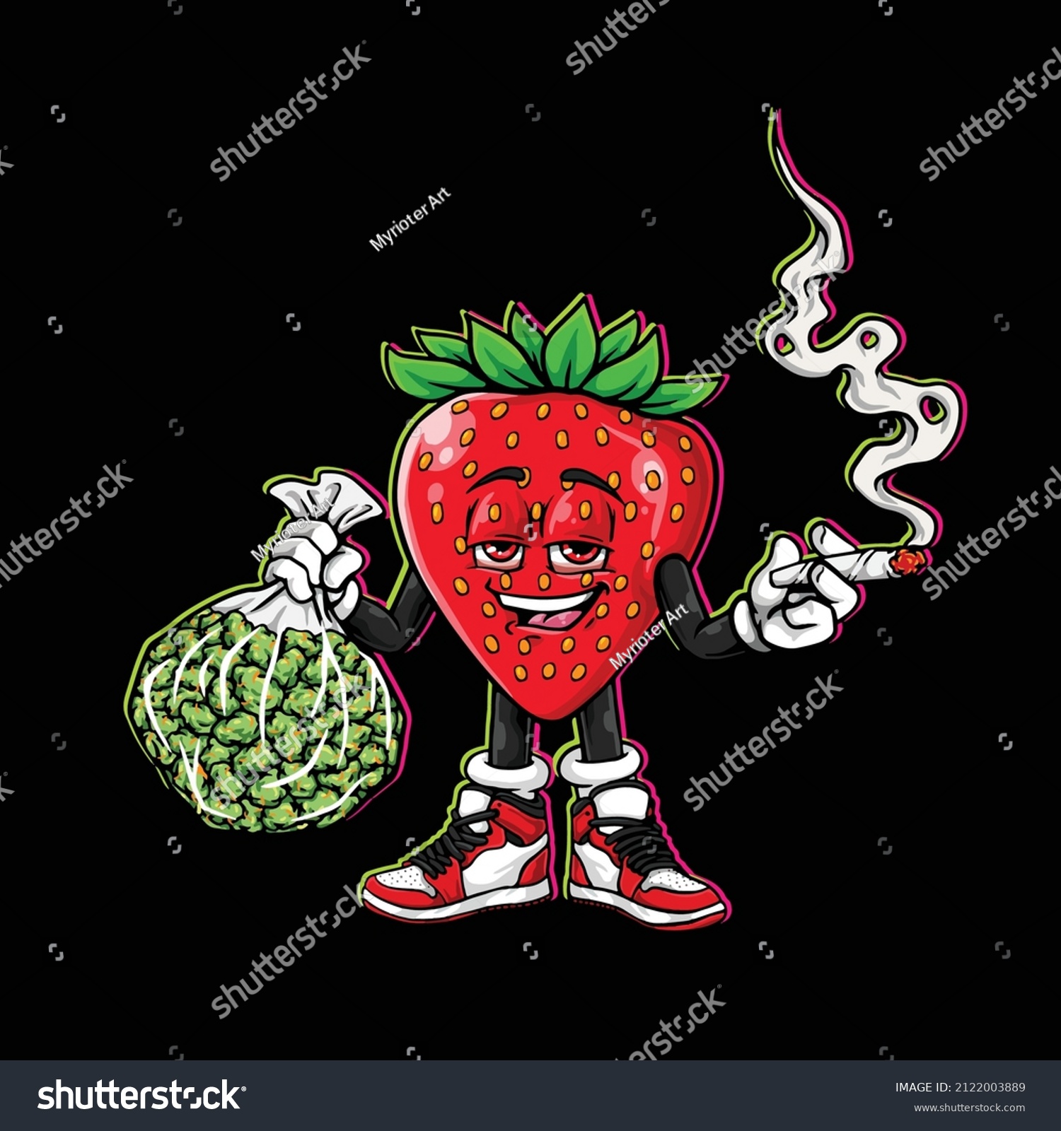 Strawberry Fruit Smoking Joint Hold Nug Stock Vector (Royalty Free ...