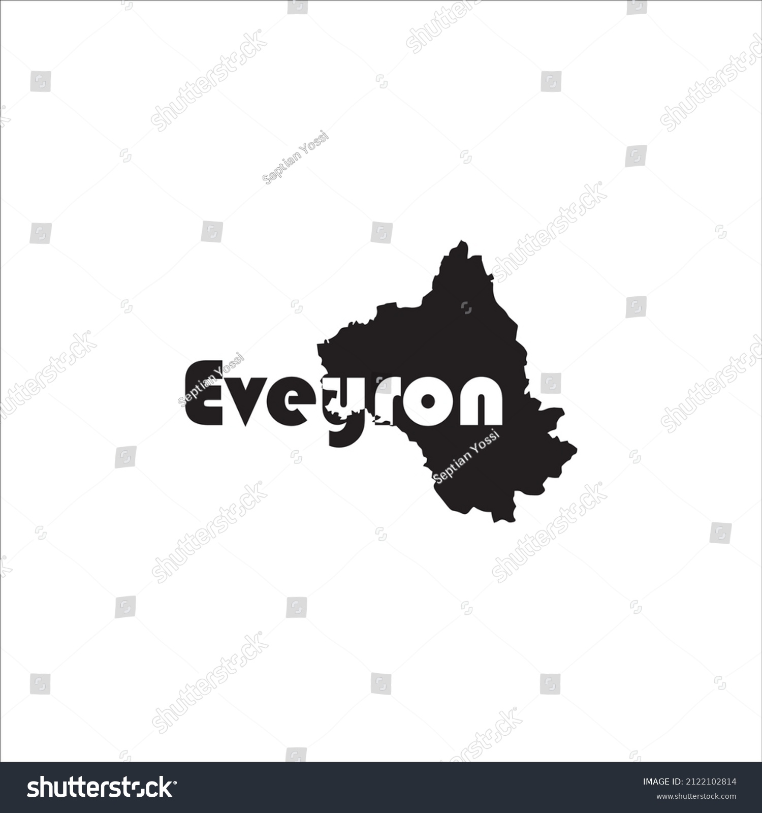 Eveyron Map Black Lettering Design On Stock Vector (Royalty Free ...