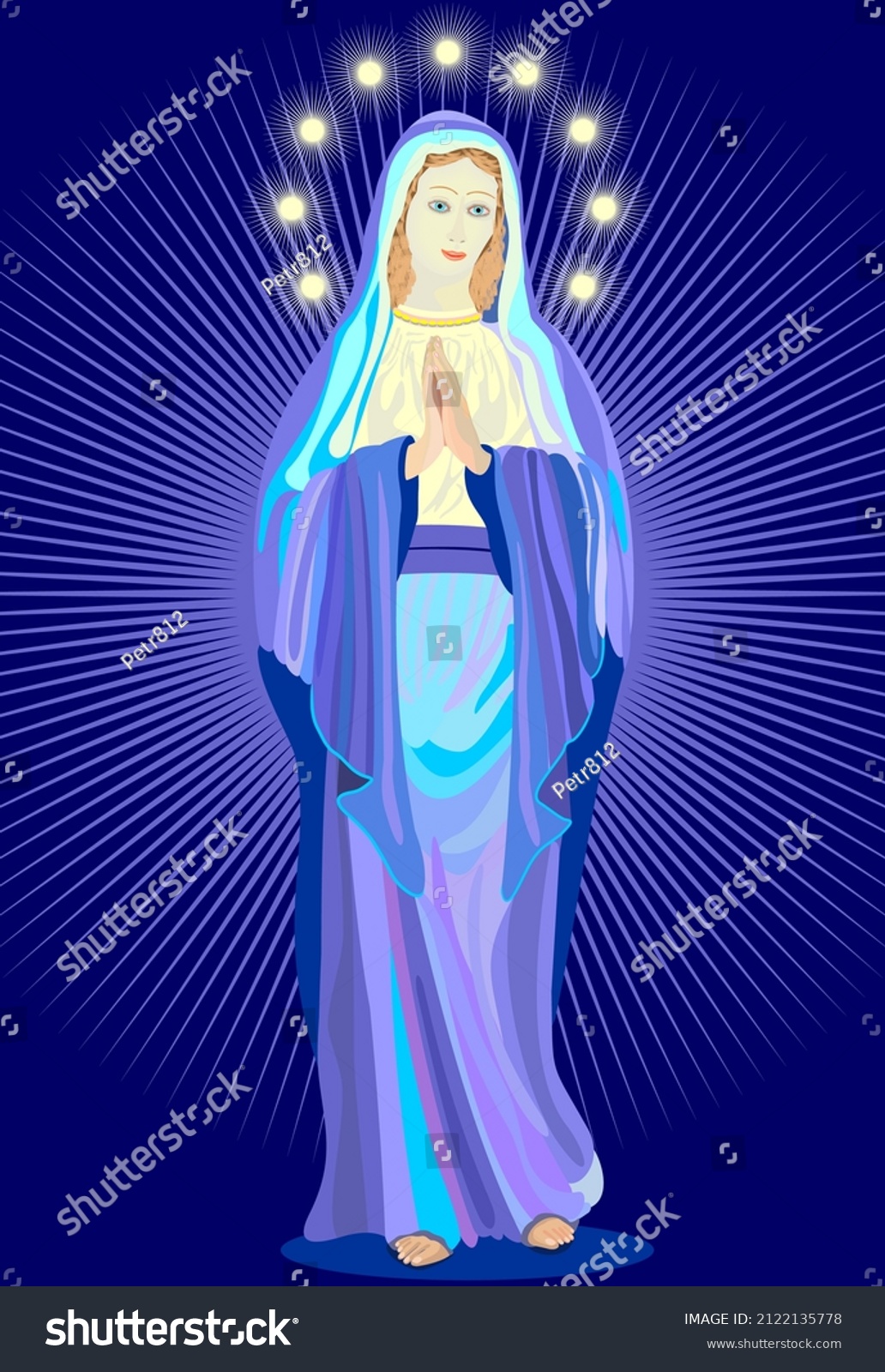 Icon Virgin Mary Mother Jesus Stock Vector (Royalty Free) 2122135778 ...