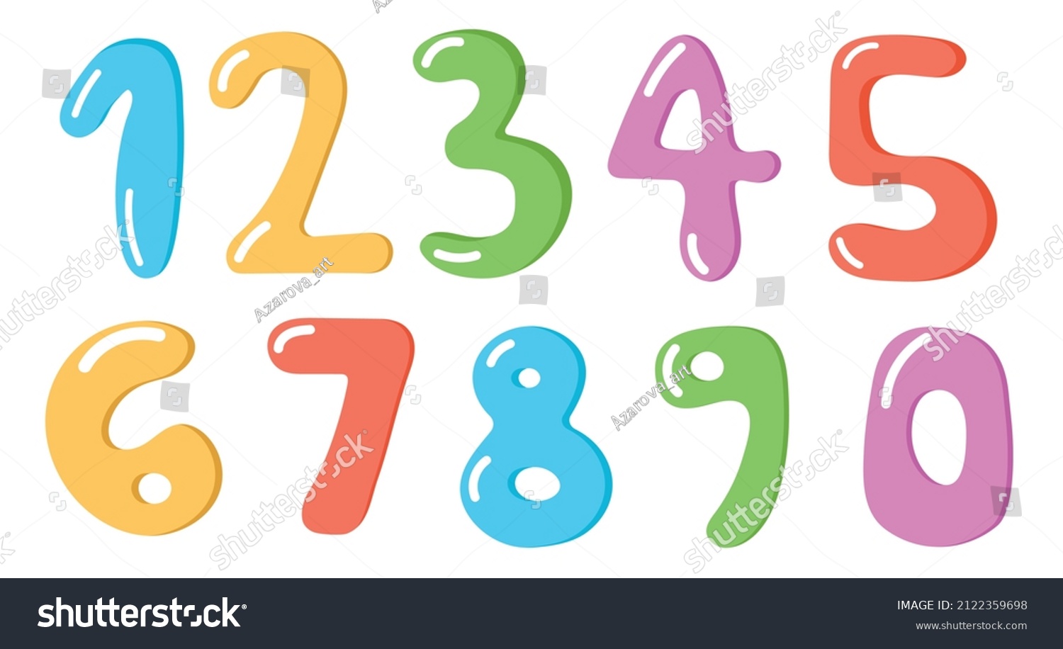 Colorful Hand Drawn Cartoon Numbers Kids Stock Vector (Royalty Free ...