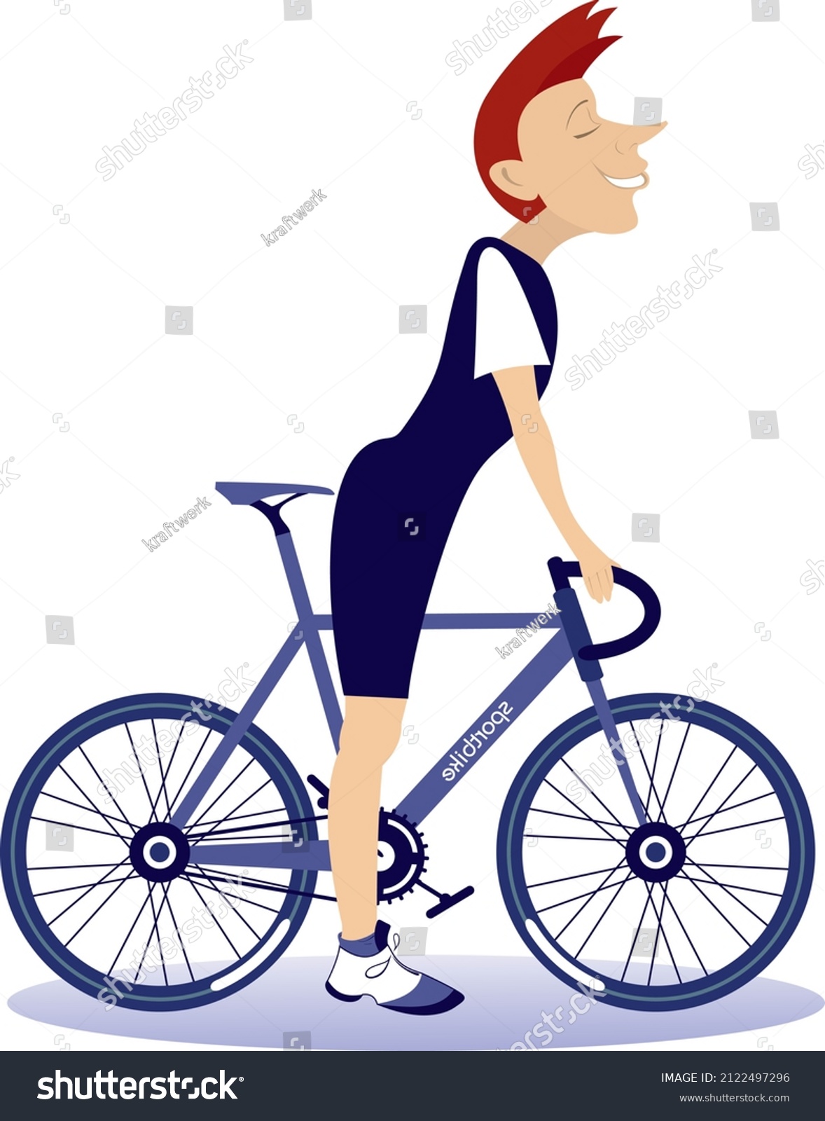 Cartoon Man Rides Bike Isolated Illustration Stock Vector (royalty Free 