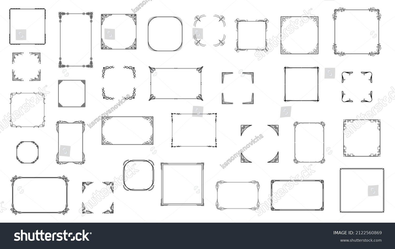 Big Set Black Simple Line Frame Stock Vector (Royalty Free) 2122560869 ...