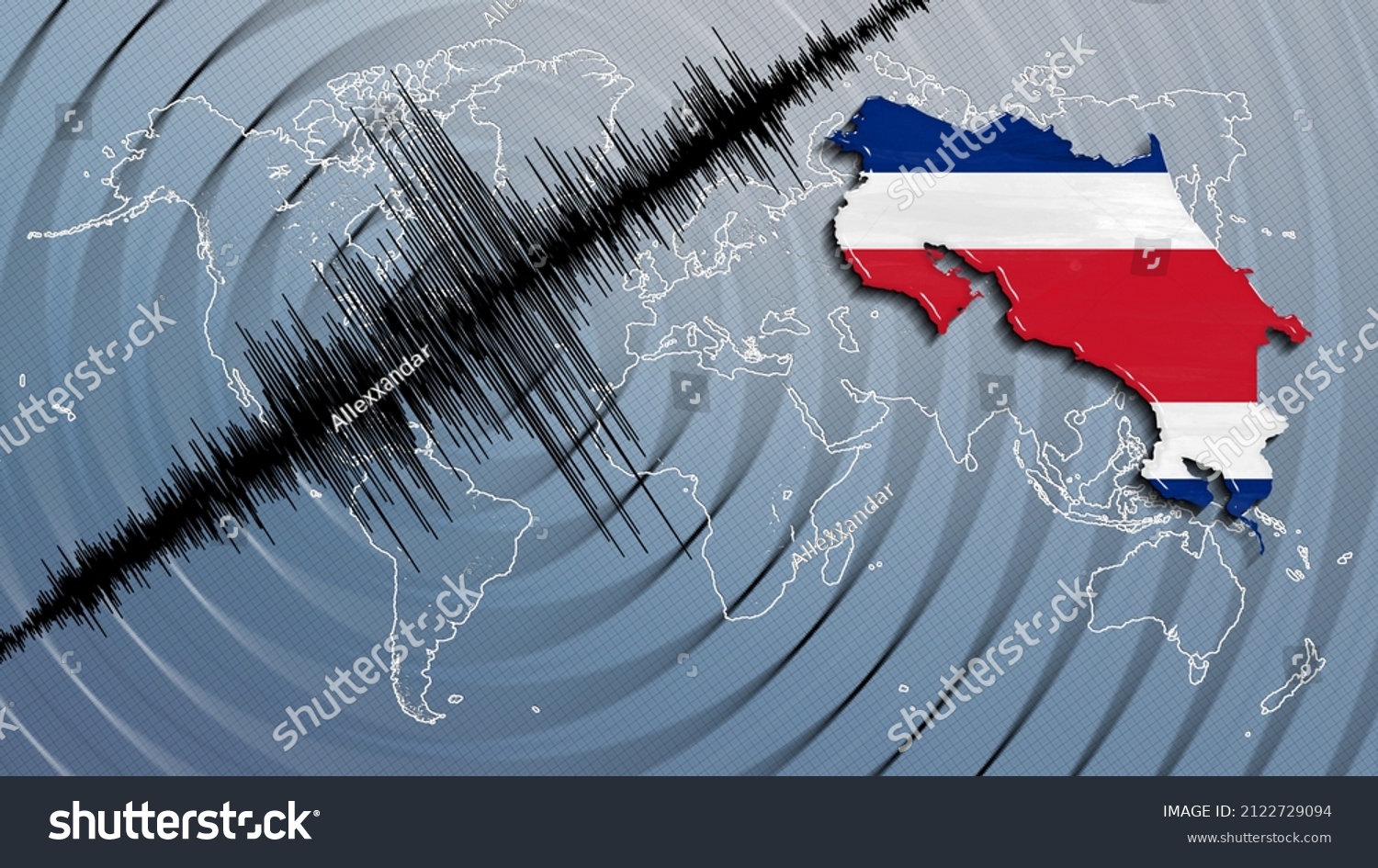 Seismic Activity Earthquake Costa Rica Map Stock Illustration