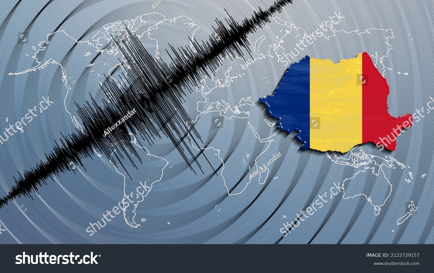 Seismic Activity Earthquake Romania Map Richter Stock Illustration