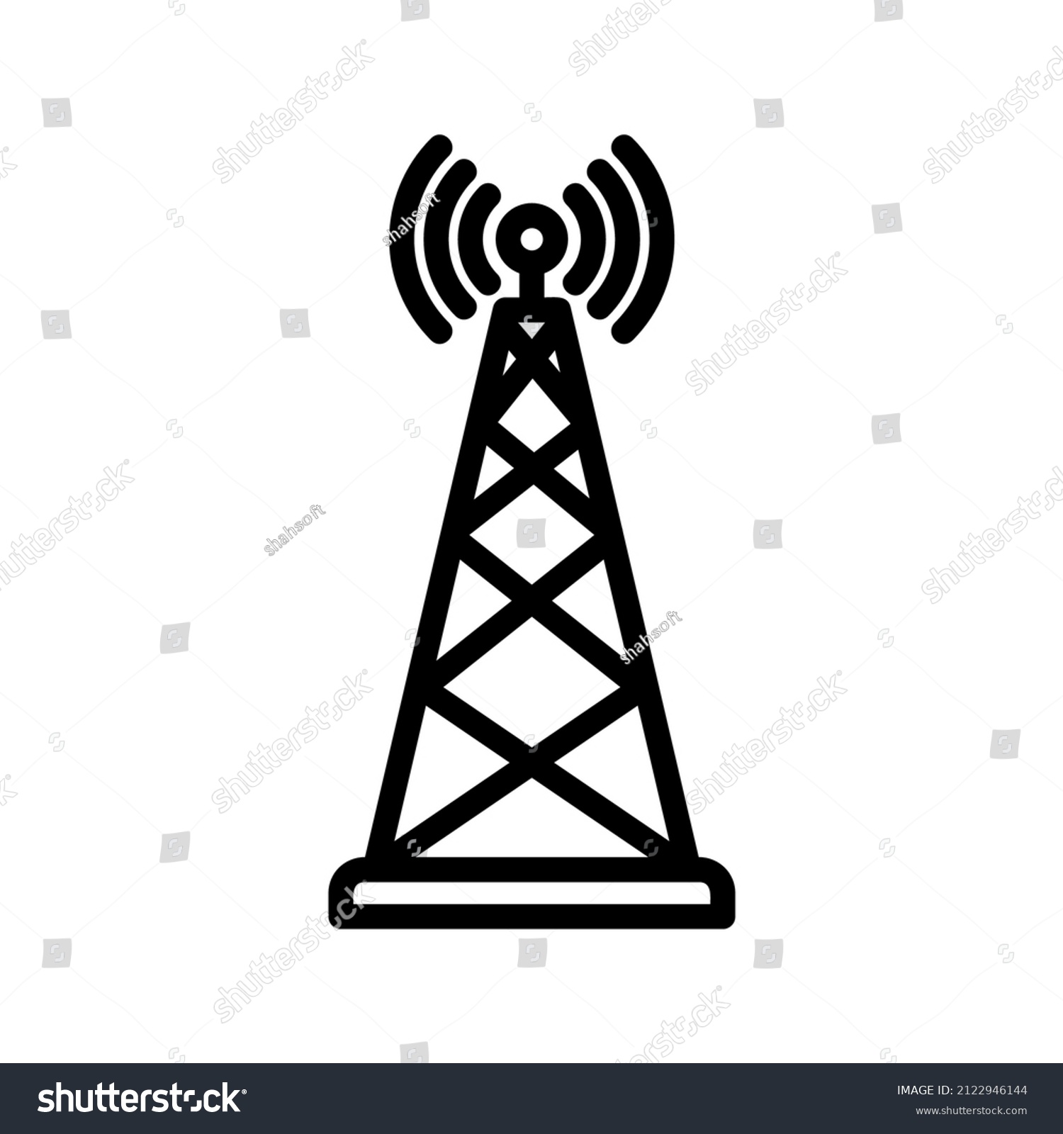 Telecom Tower Line Icon Black Design Stock Vector (Royalty Free ...