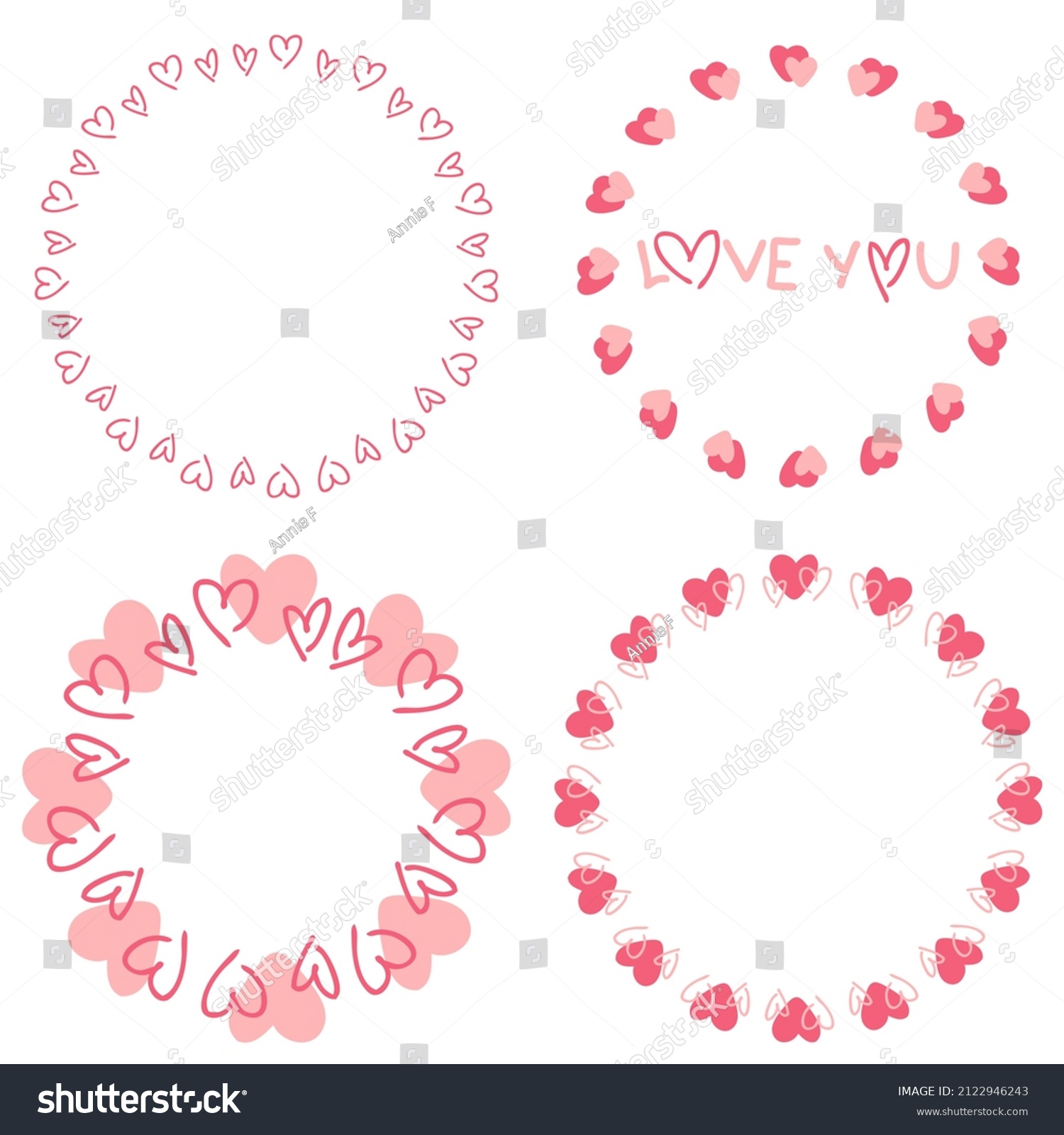 Doodle Heart Frame Template Concept Collection Stock Vector Royalty