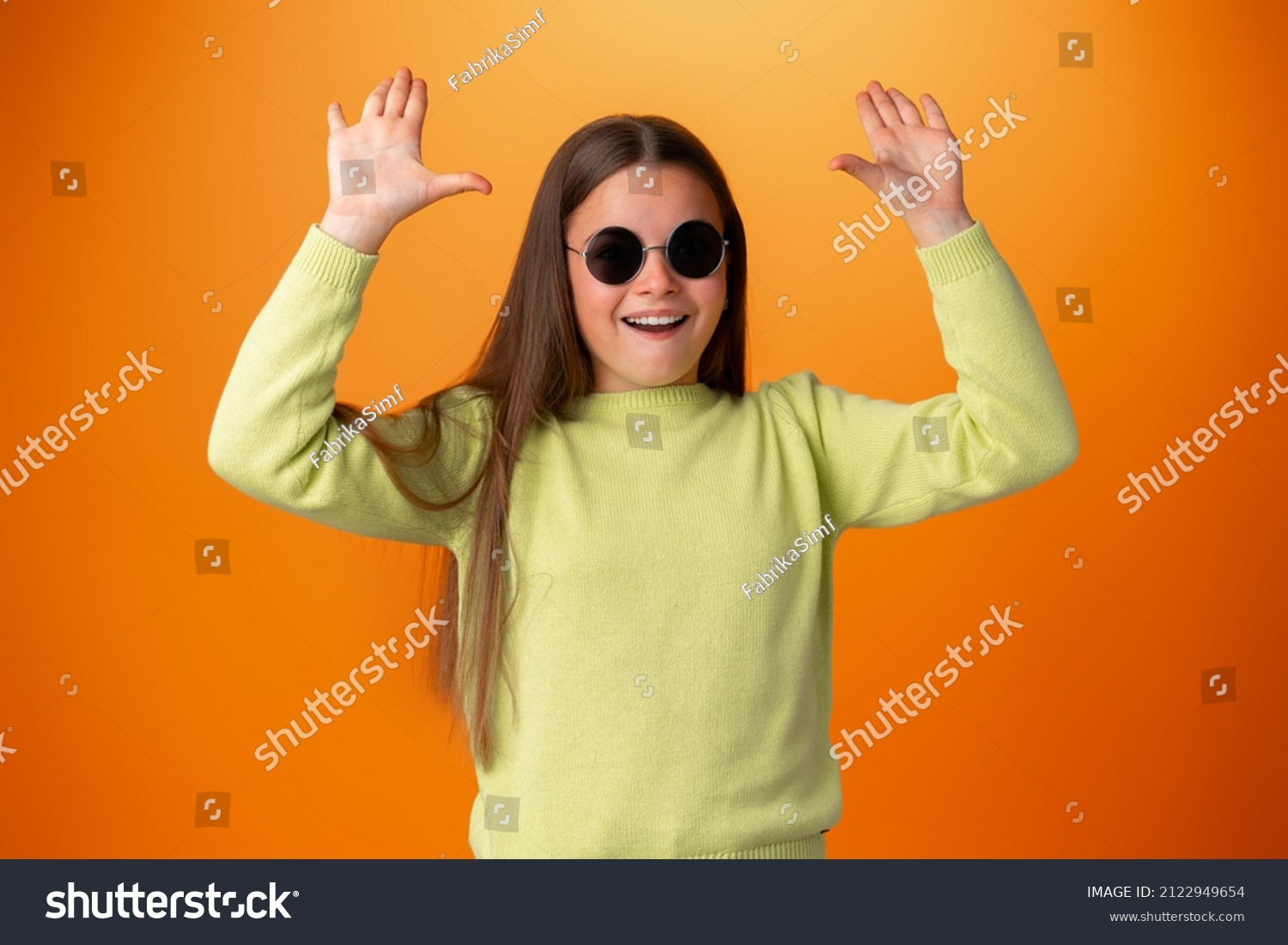 Funny Caucasian Teen Girl Eyeglasses Isolated Stock Photo 2122949654 ...