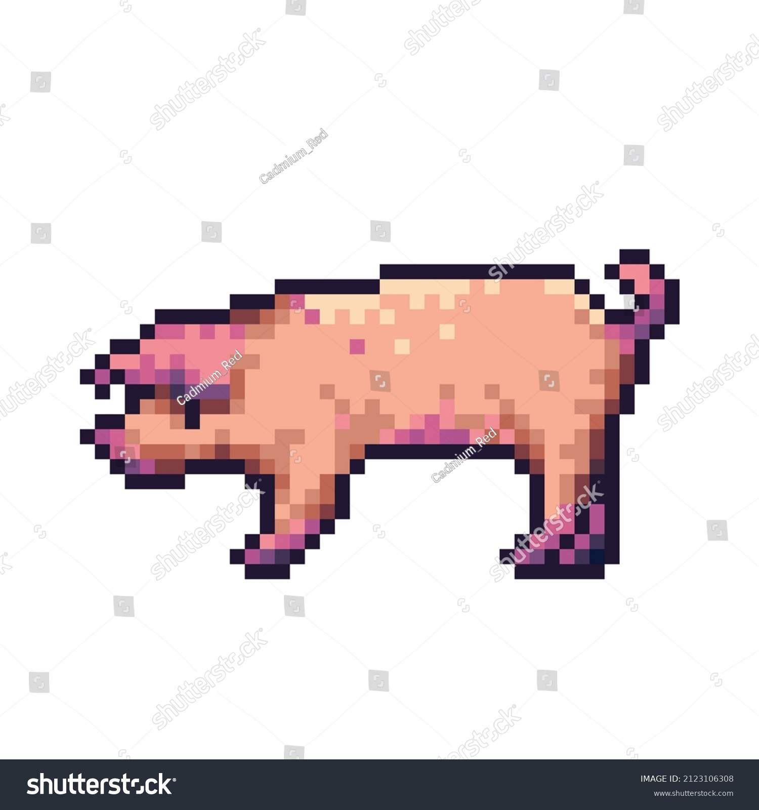 Пиксельная свинья с сеткой