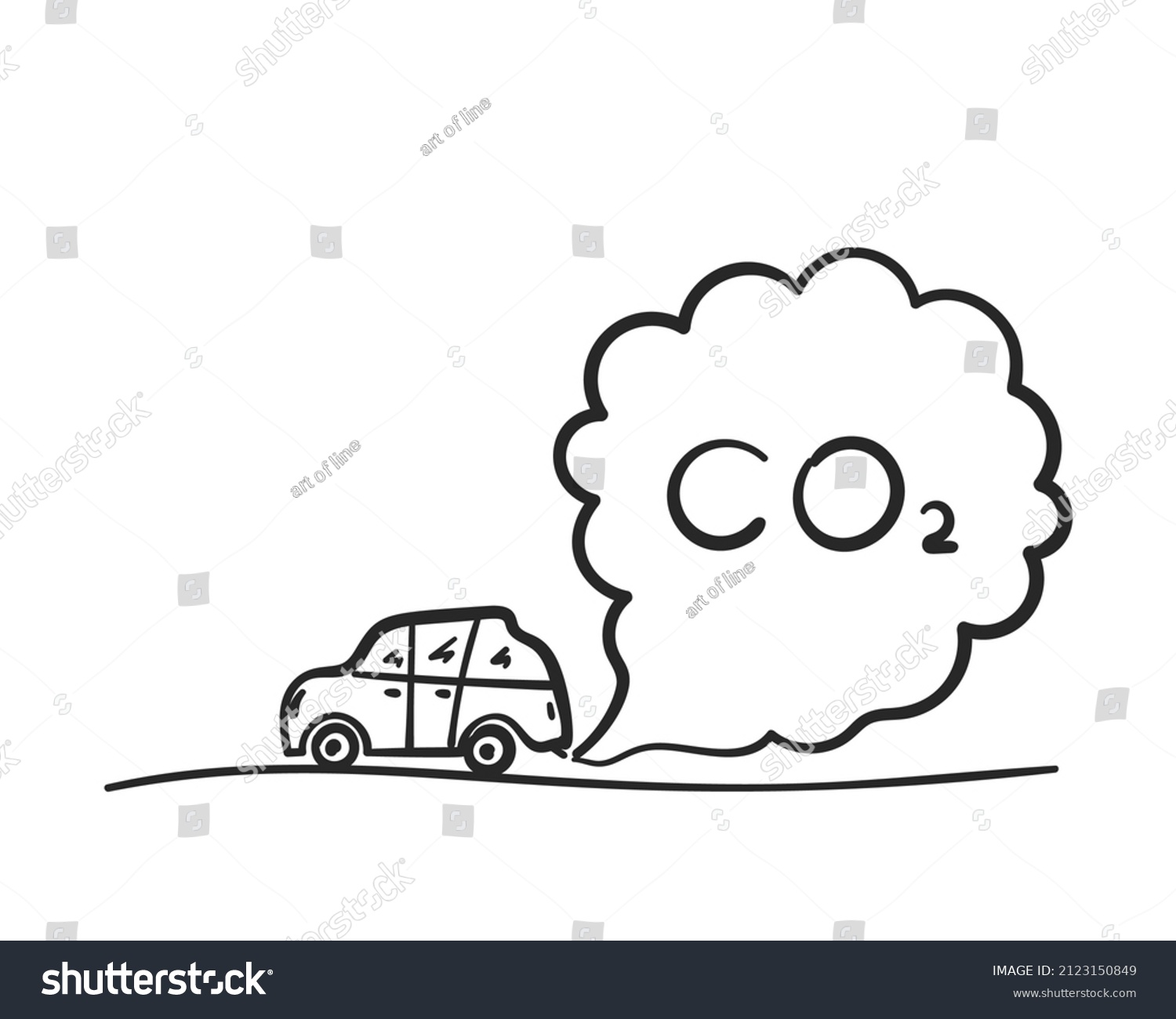 Cartoon Car Blowing Exhaust Fumes Doodle Stock Illustration 2123150849 ...