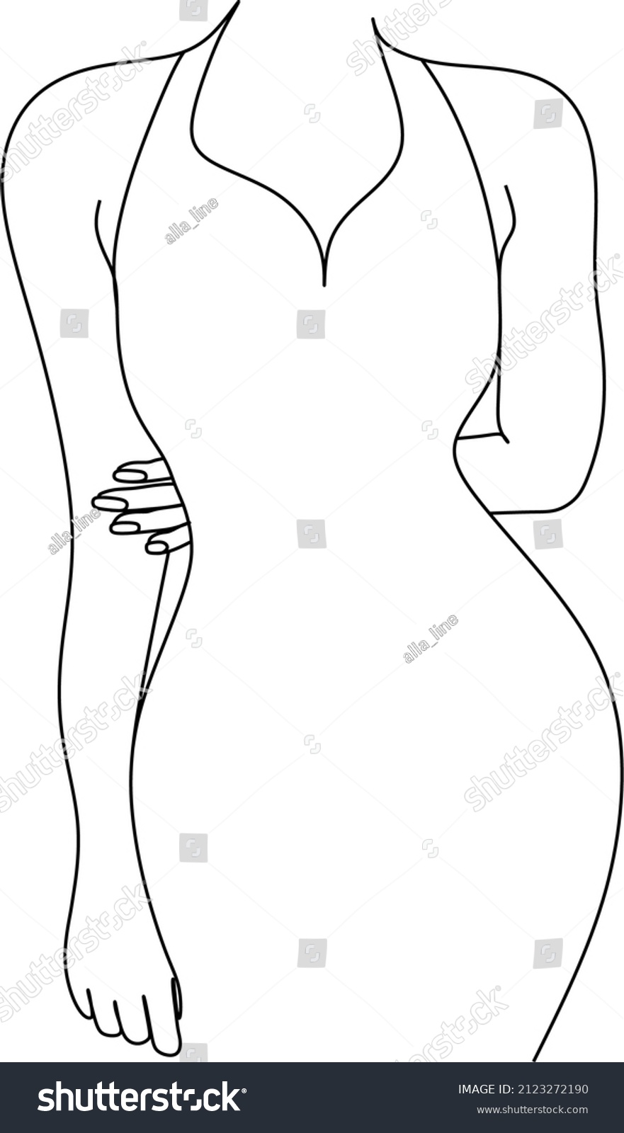 Female Figure Continuous Line Art Vector Stock Vector Royalty Free