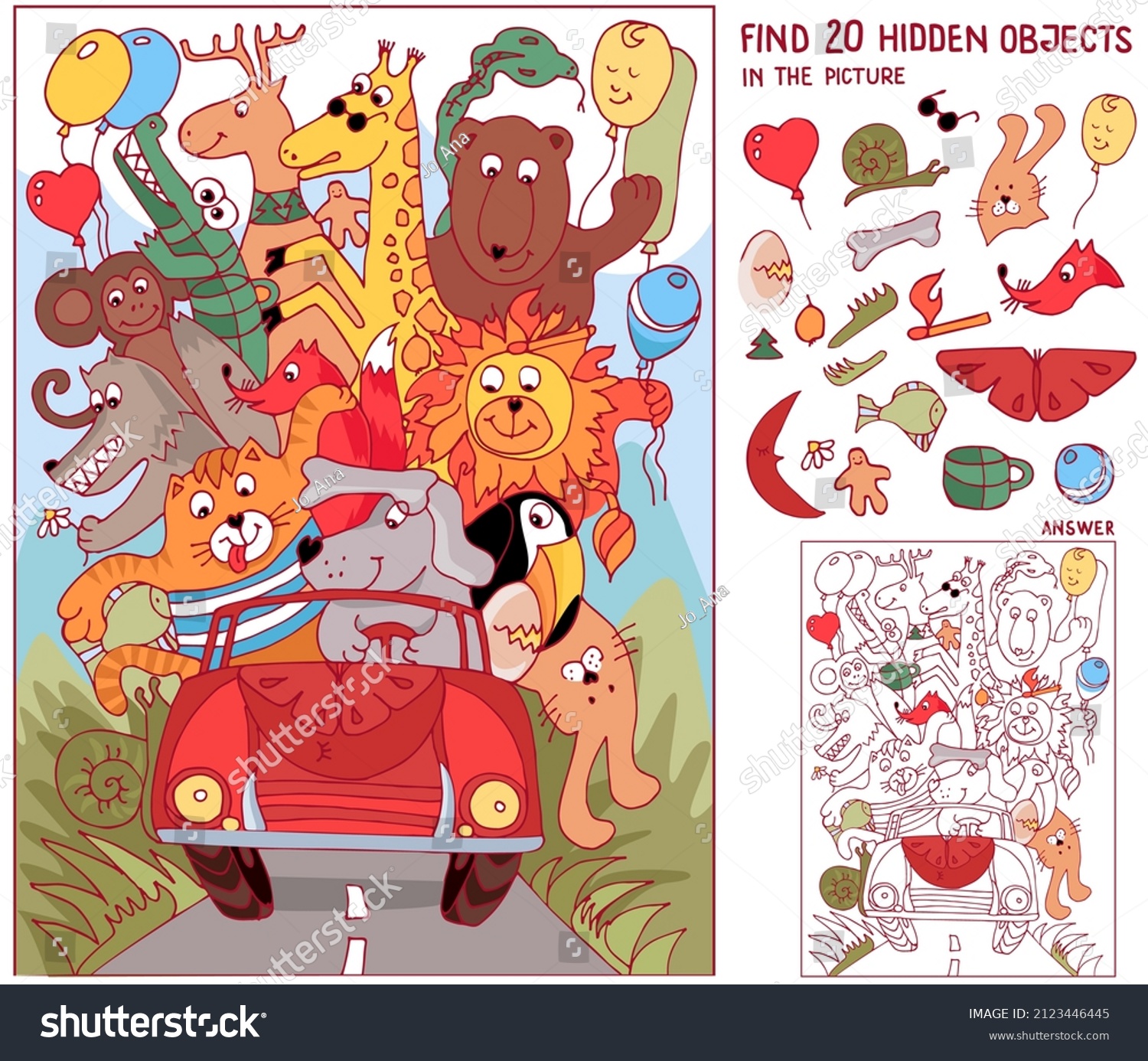 find hidden objects animal ride by stock vector royalty free 2123446445 shutterstock