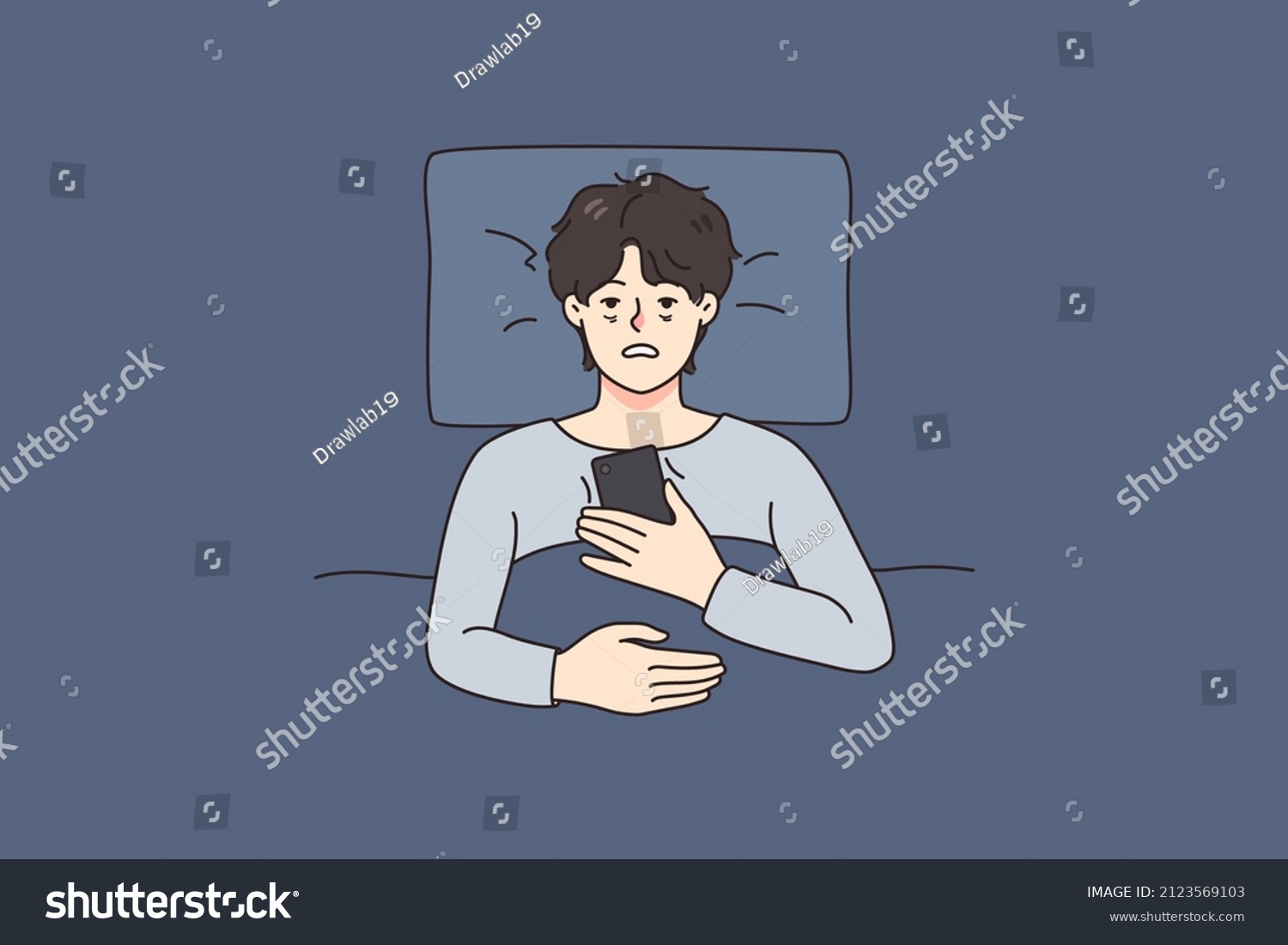 Unhappy Tired Man Lying Bed Suffer Stock Vector (Royalty Free ...