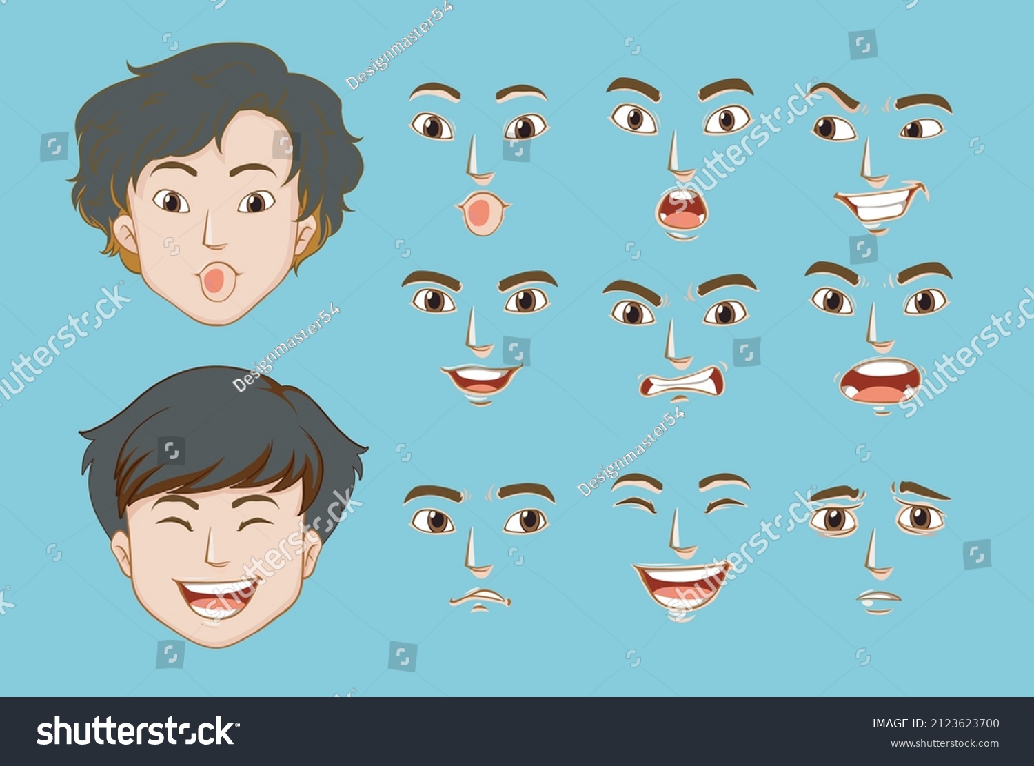 Boy Cartoon Face Expressions Vector Stock Vector (Royalty Free ...