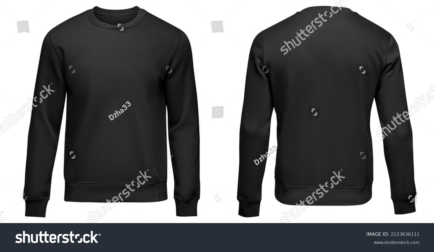 Black Sweatshirt Template Pullover Blank Long Stock Photo 2123636111 ...