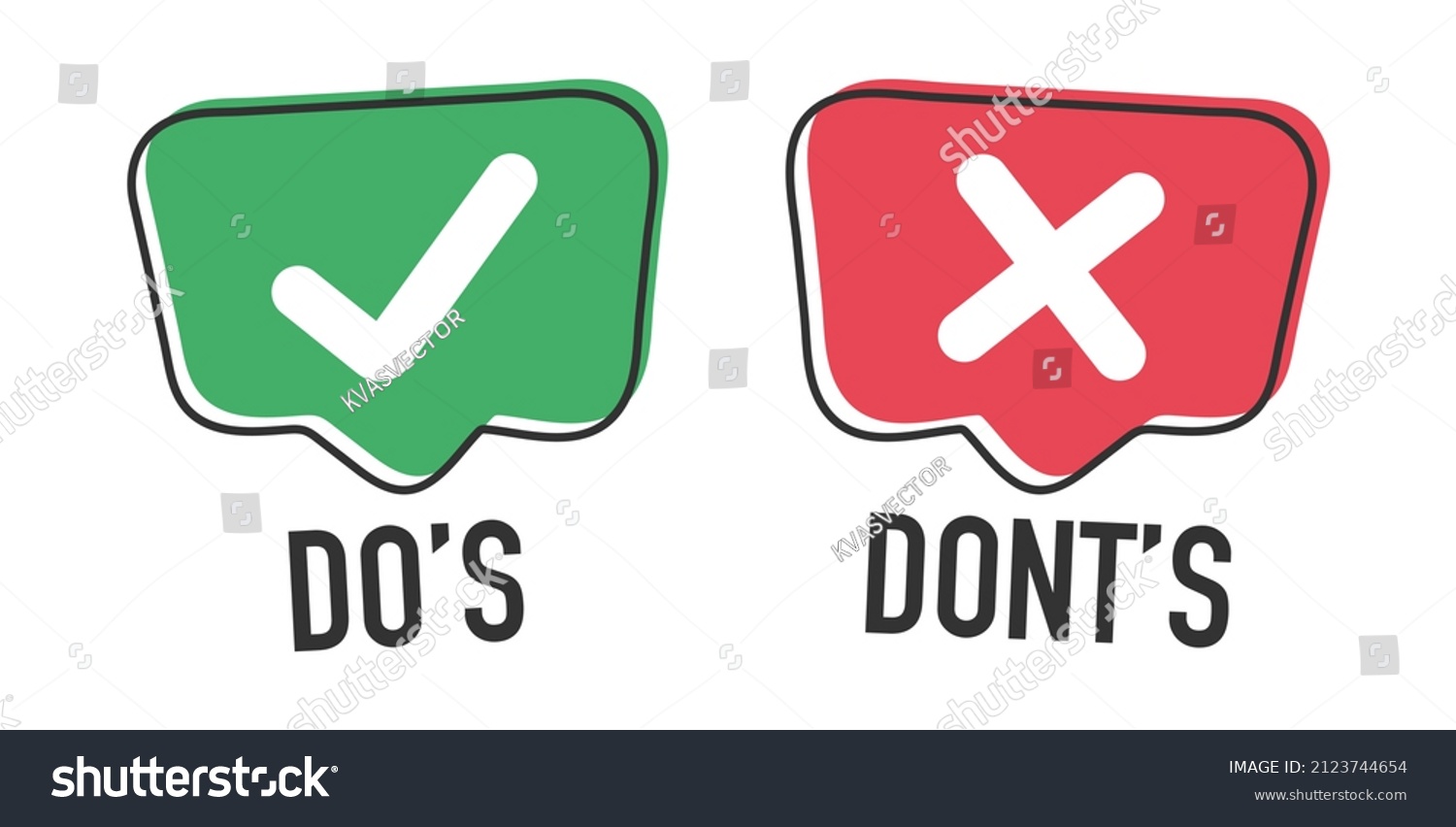 Do Dont Good Bad Icons W Stock Vector (Royalty Free) 2123744654 ...