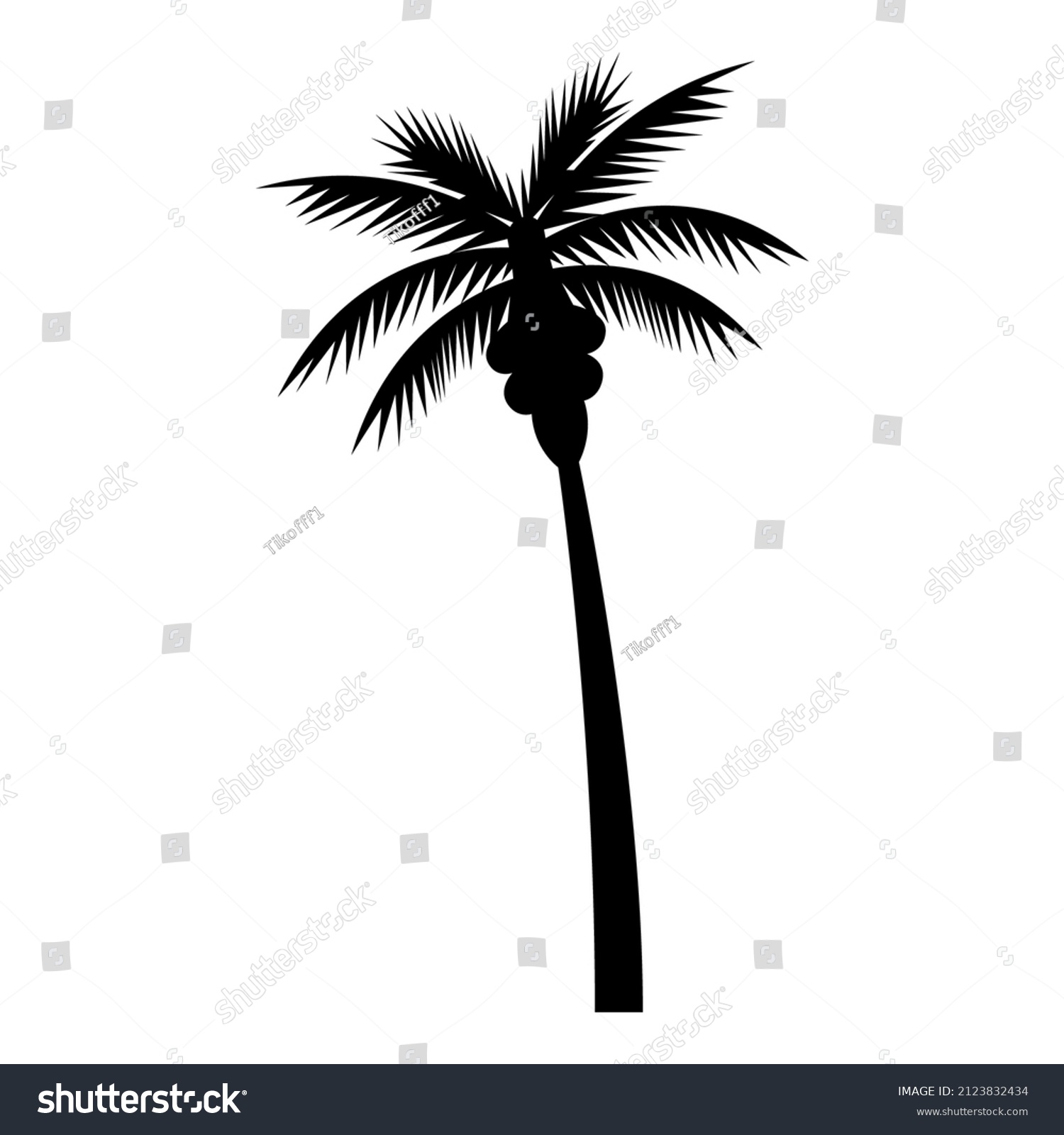 Palm Tree Silhouette Monochrome Isolated White Stock Vector (Royalty ...