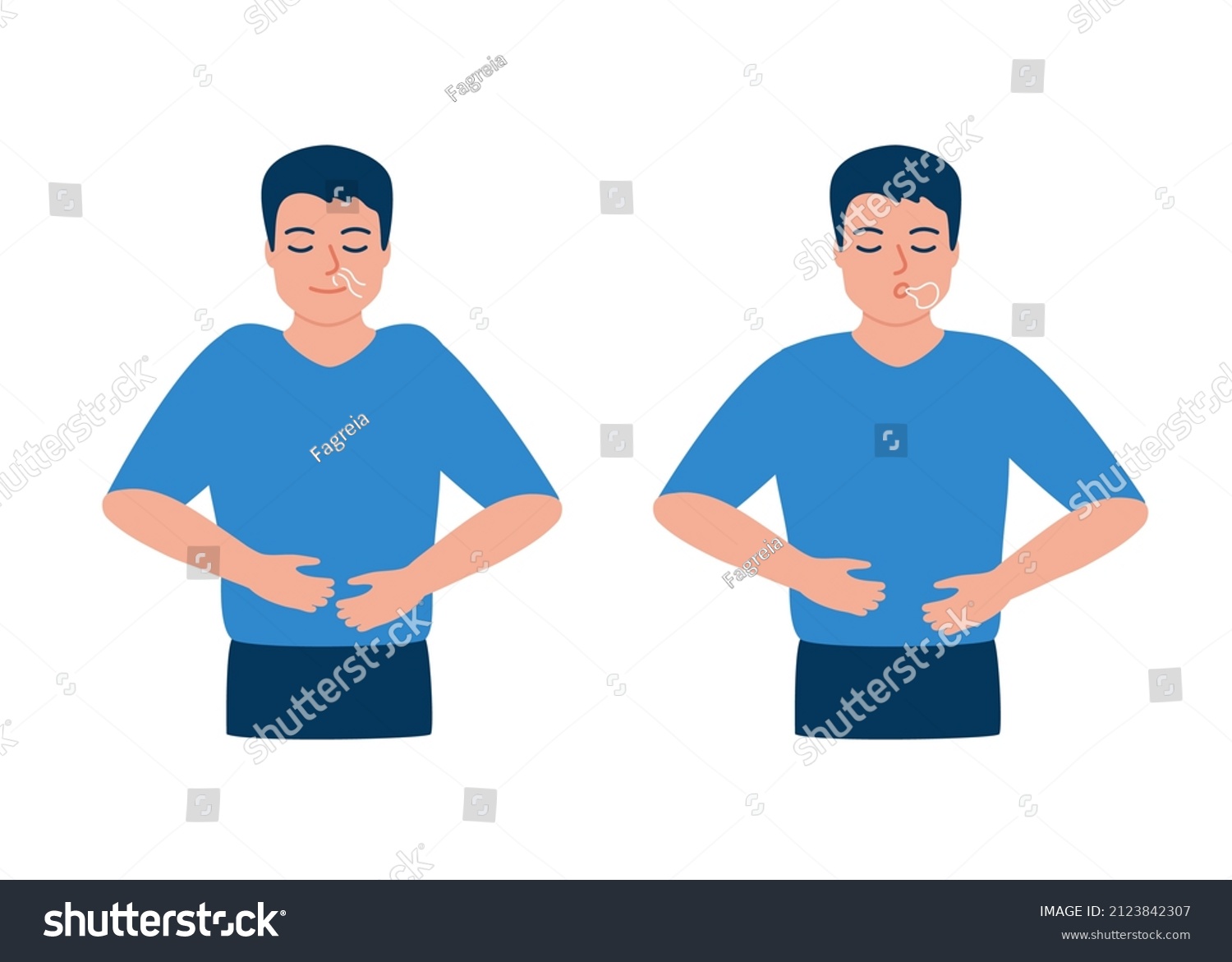 Man Doing Breathing Exercise Deep Breath Stock Vector (Royalty Free ...