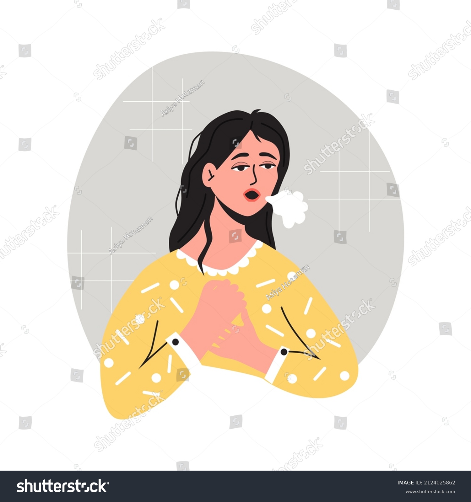 Difficult Breathing Women Have Heart Palpitations Stock Vector (Royalty ...