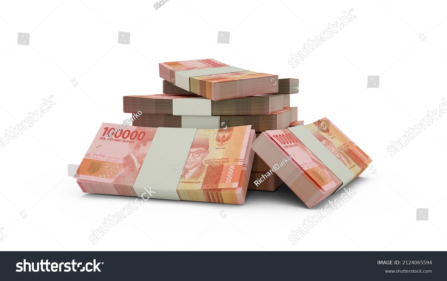 3d Rendering Stack Indonesian Rupiah Notes Stock Illustration