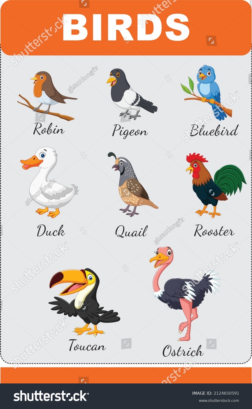 Set Birds Chart Stock Illustration 2124650591 | Shutterstock