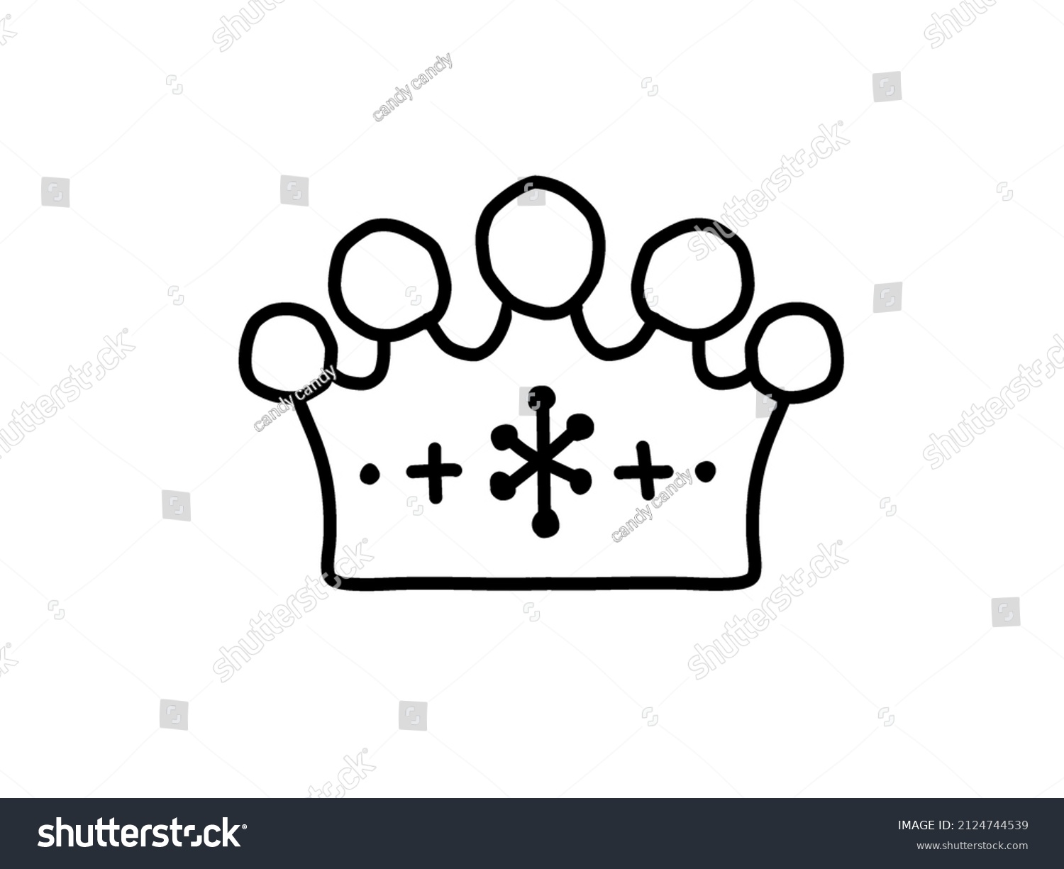 Cute Crown Line Drawing Illustration Monochrome Stock Illustration ...