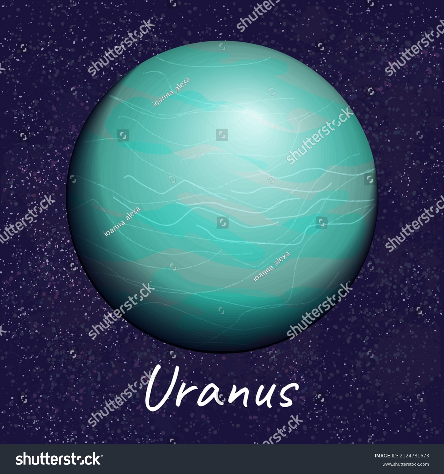 Cyan Planet Uranus On Dark Blue Stock Vector (Royalty Free) 2124781673 ...