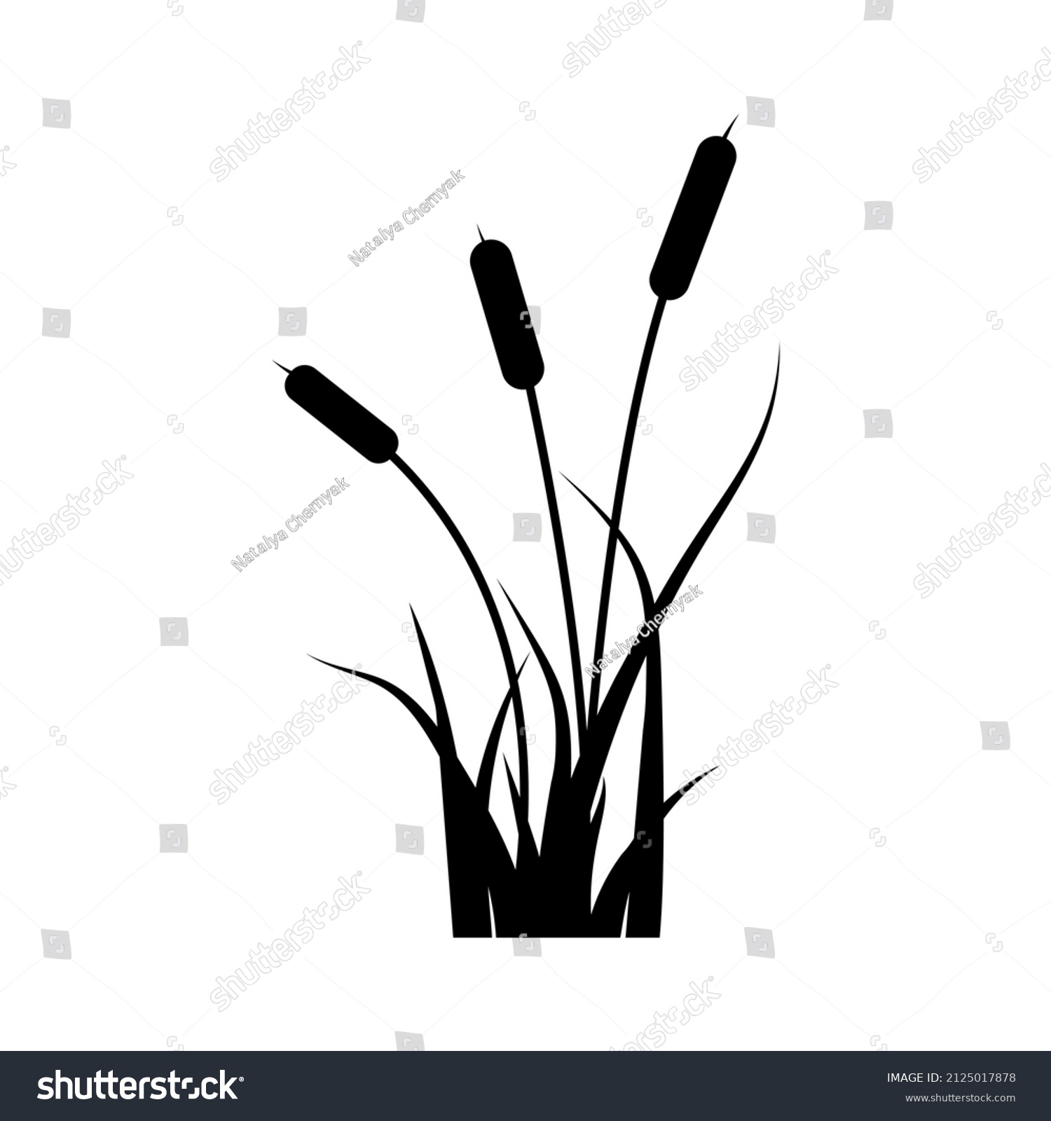 Reeds Grass Black Silhouette Simple Flat Stock Vector (Royalty Free ...