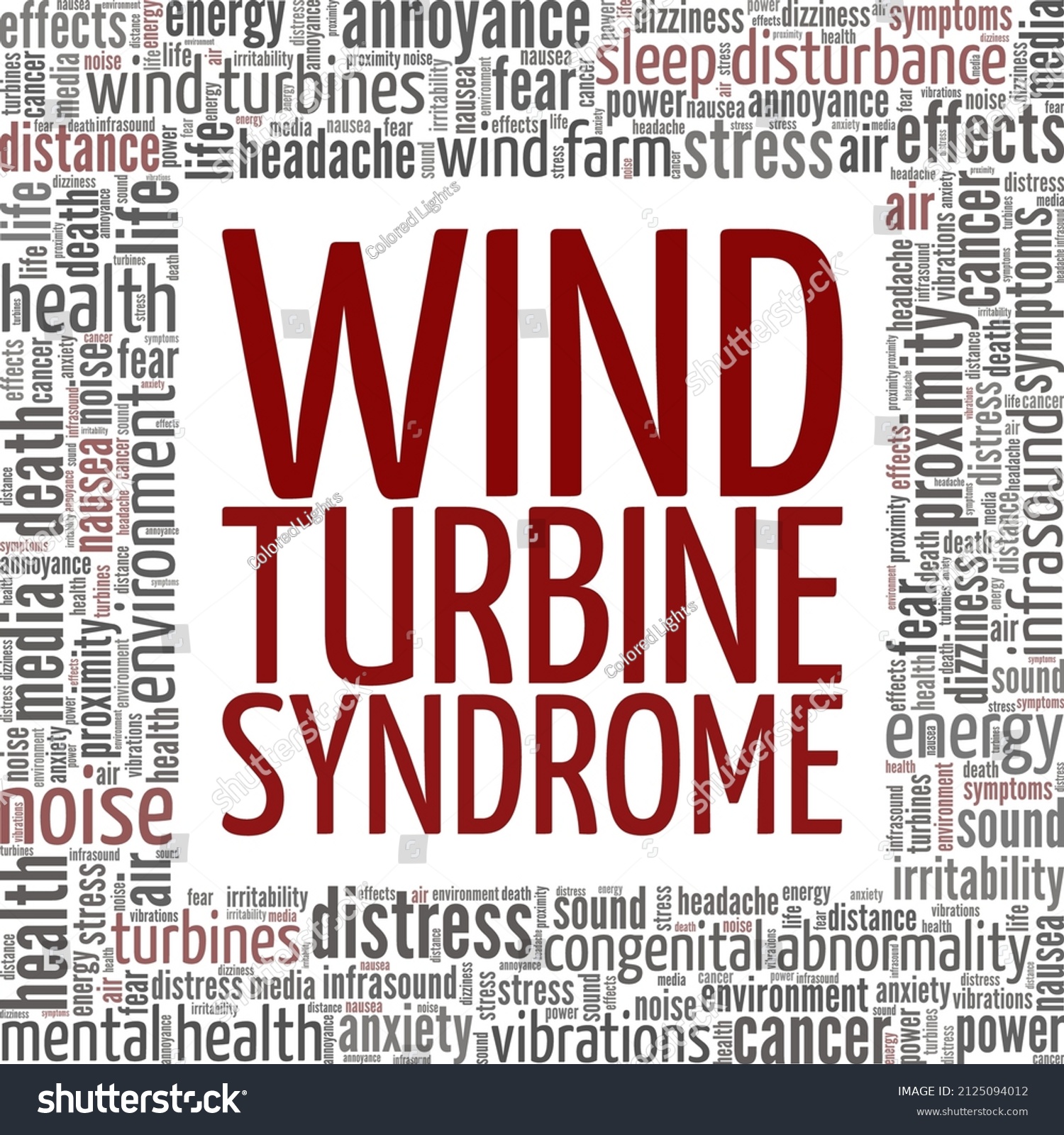 Wind Turbine Syndrome Conceptual Vector Illustration Stock Vector   Stock Vector Wind Turbine Syndrome Conceptual Vector Illustration Word Cloud Isolated On White Background 2125094012 