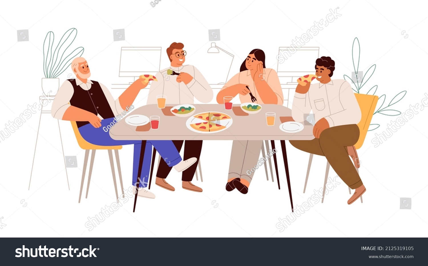 Colleagues Having Meal Business Lunch Dining Stock Vector (Royalty Free ...