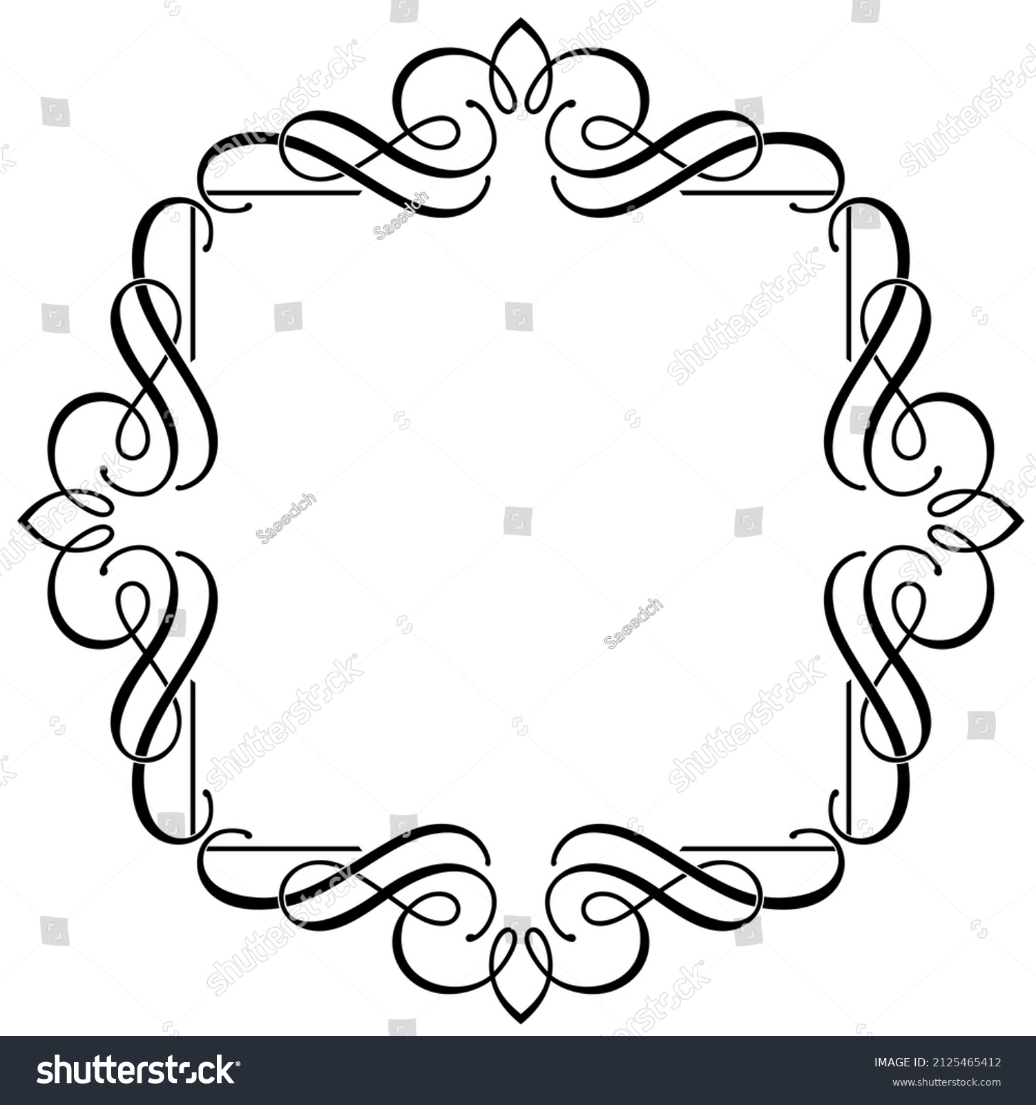 Vintage Line Art Border Photo Frame Stock Illustration 2125465412 ...