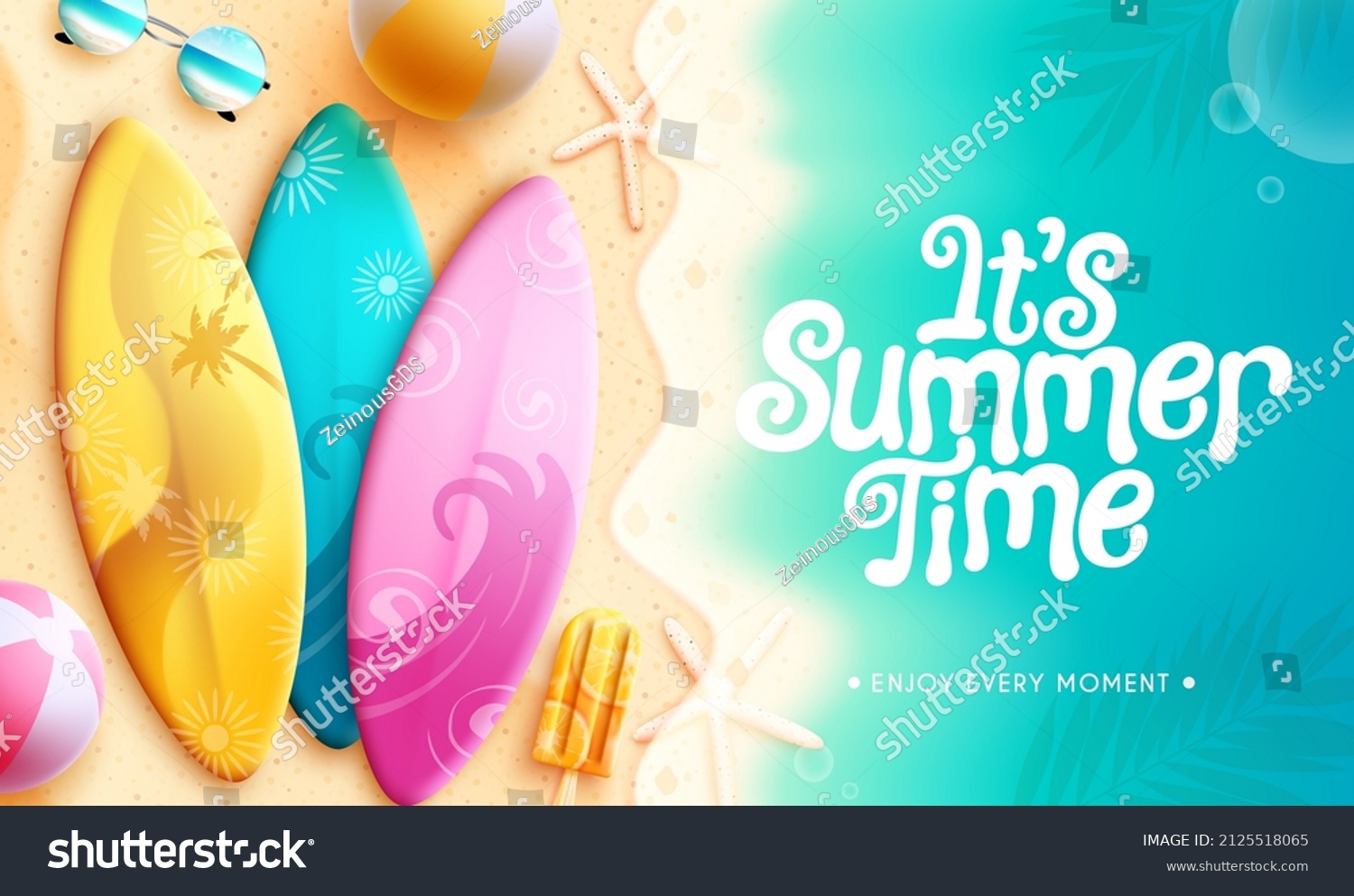 Summer Holiday Vector Design Summer Time Stock Vector (Royalty Free ...