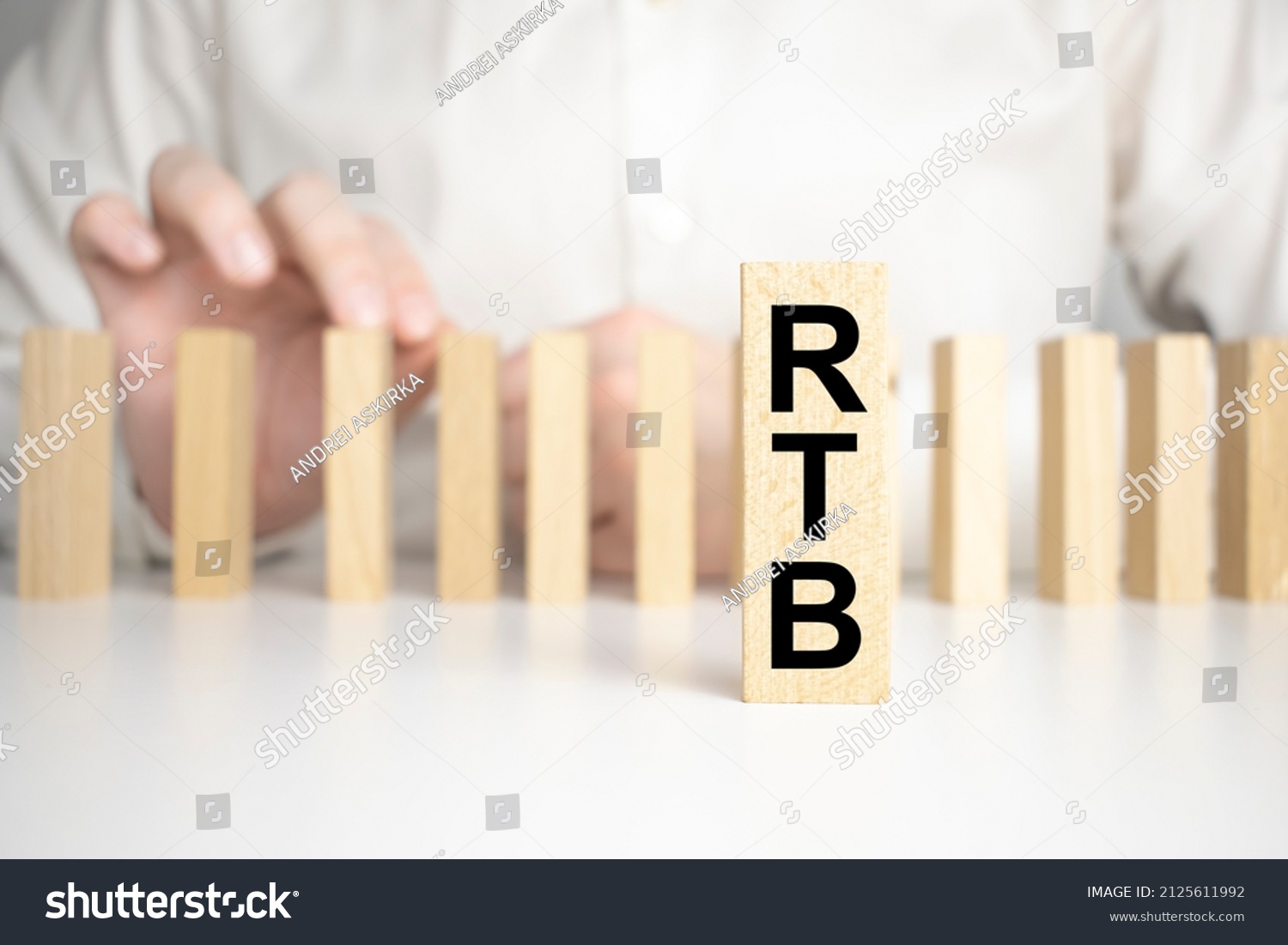 Hand Holding Wood Cube Block Rtb Stock Photo 2125611992 Shutterstock