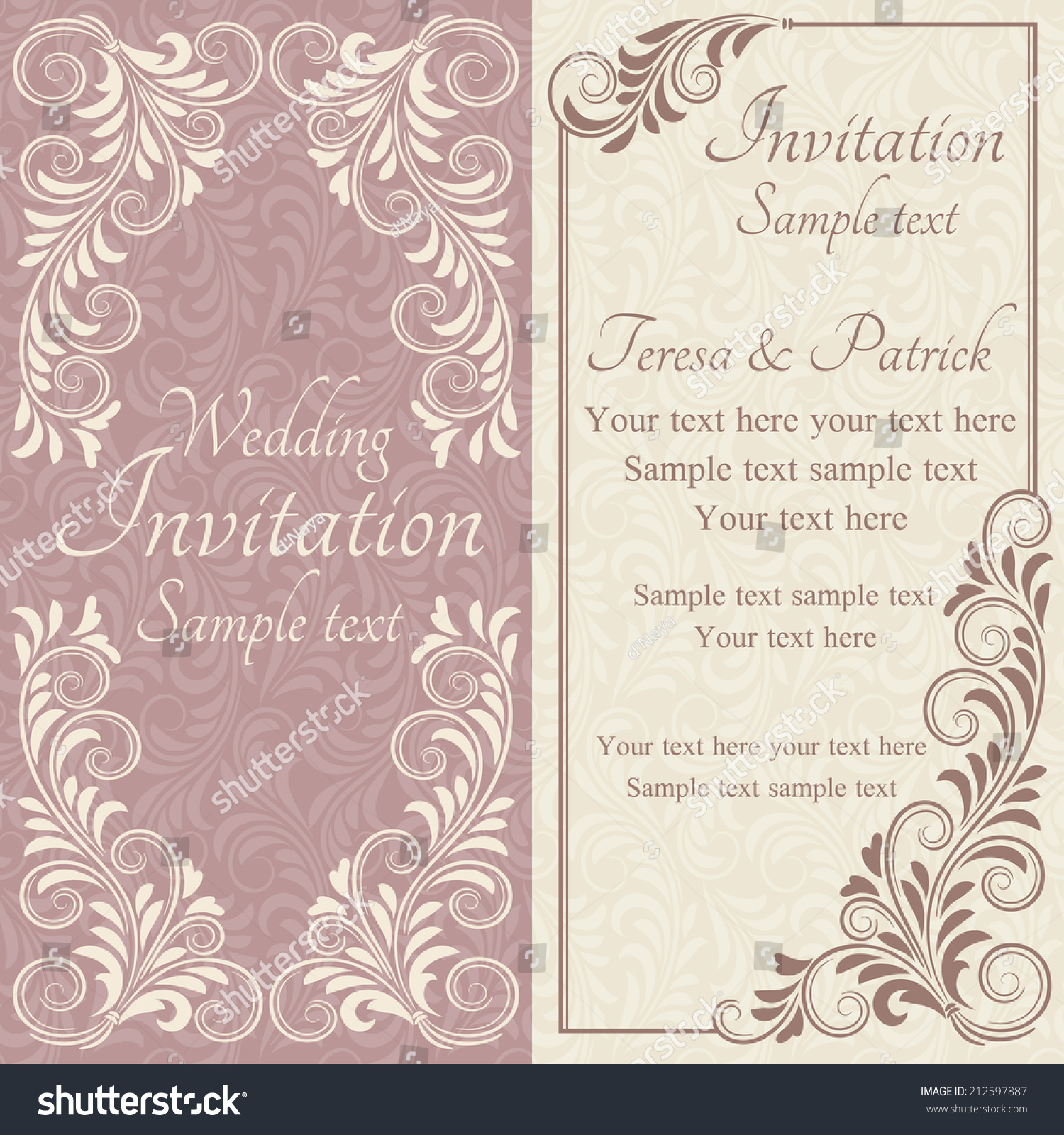 Antique Baroque Wedding Invitation Pink On Stock Vector (Royalty Free ...