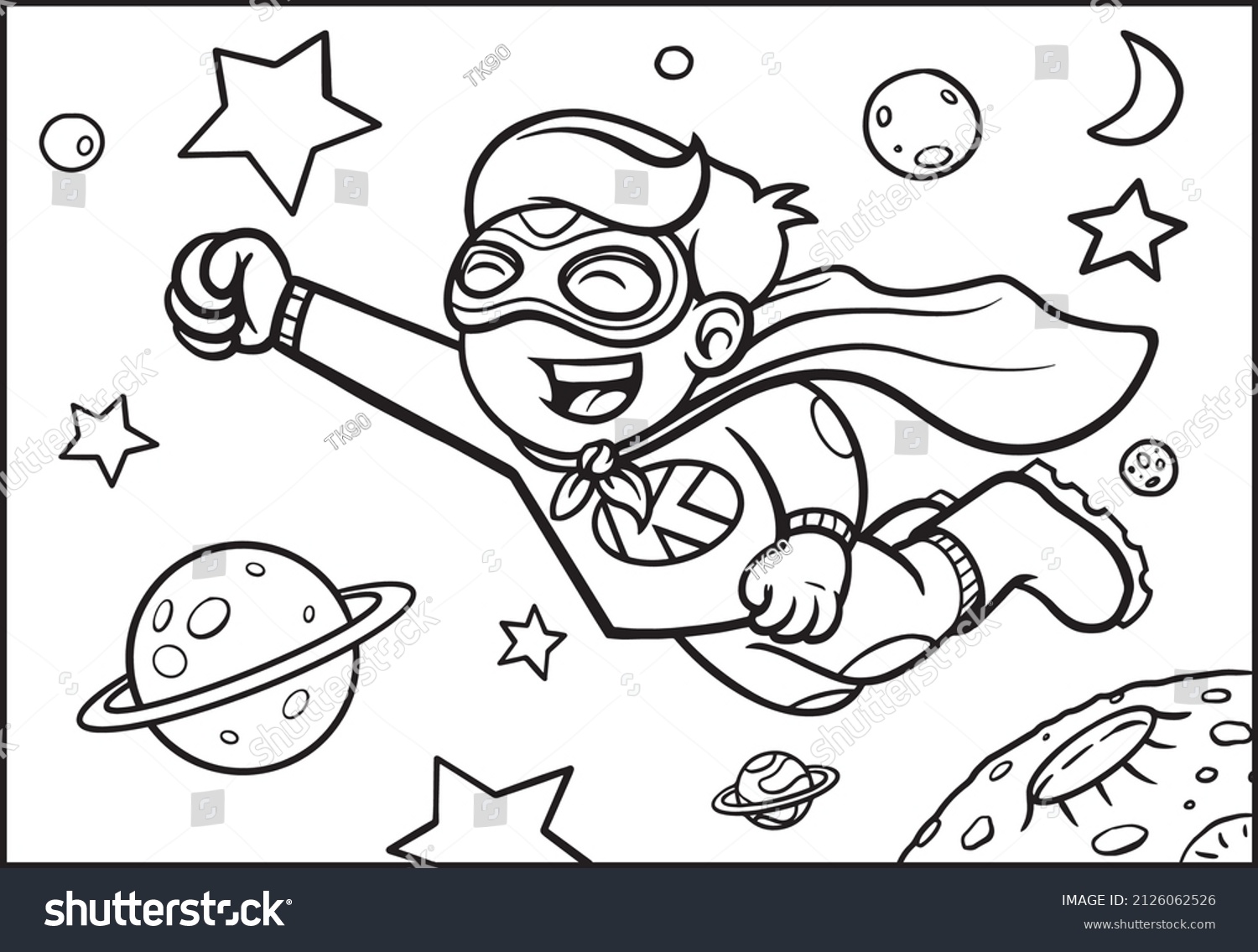 Kids Coloring Book Page Superhero Stock Vector (Royalty Free ...