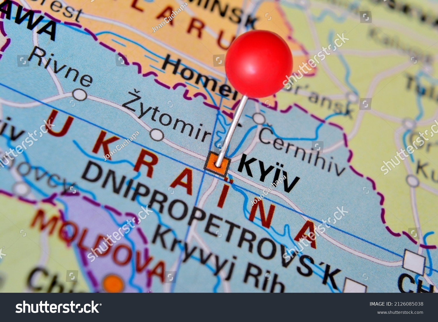 Stock Photo City Kiev Kyiv Located On Map With Red Pin In Ukraine 2126085038 