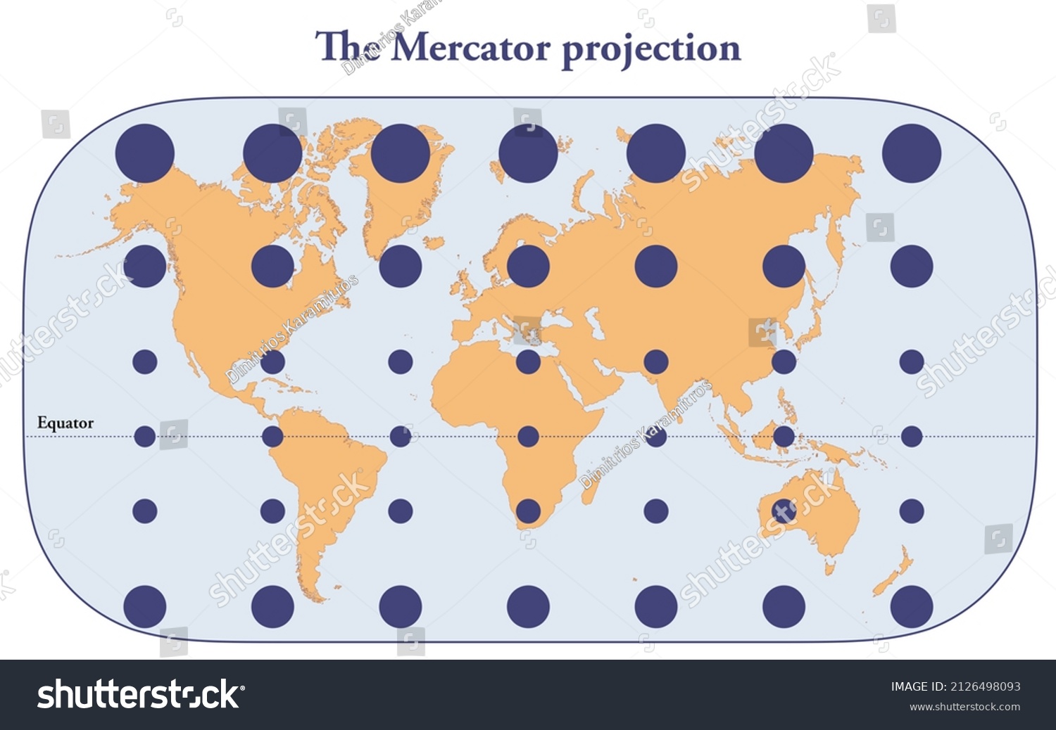 Mercator Projection Earth Distortion Sizes Far Stock Illustration 