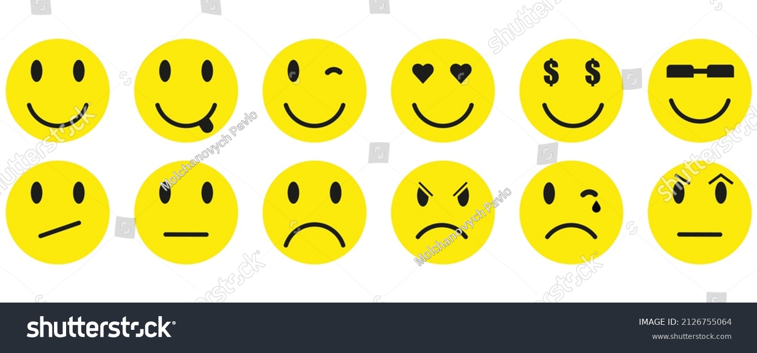 Big Set Emoticons Collection Emoticons Isolated Stock Vector (Royalty ...